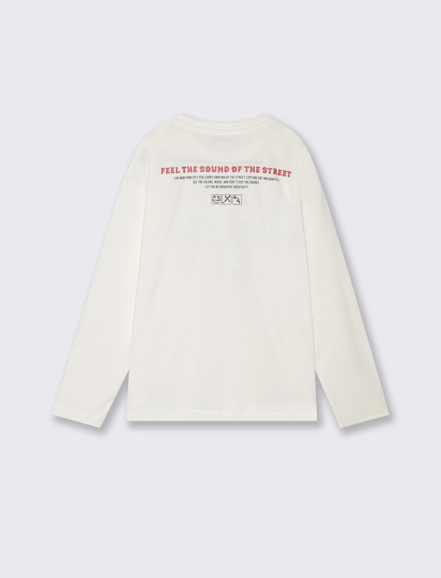 T-shirt in cotone e jersey con stampa - Bianco latte - Image 2