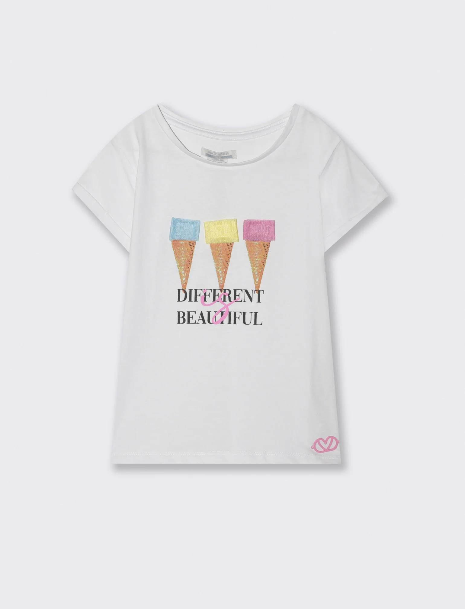T-shirt in cotone elasticizzato da bambina - Bianco