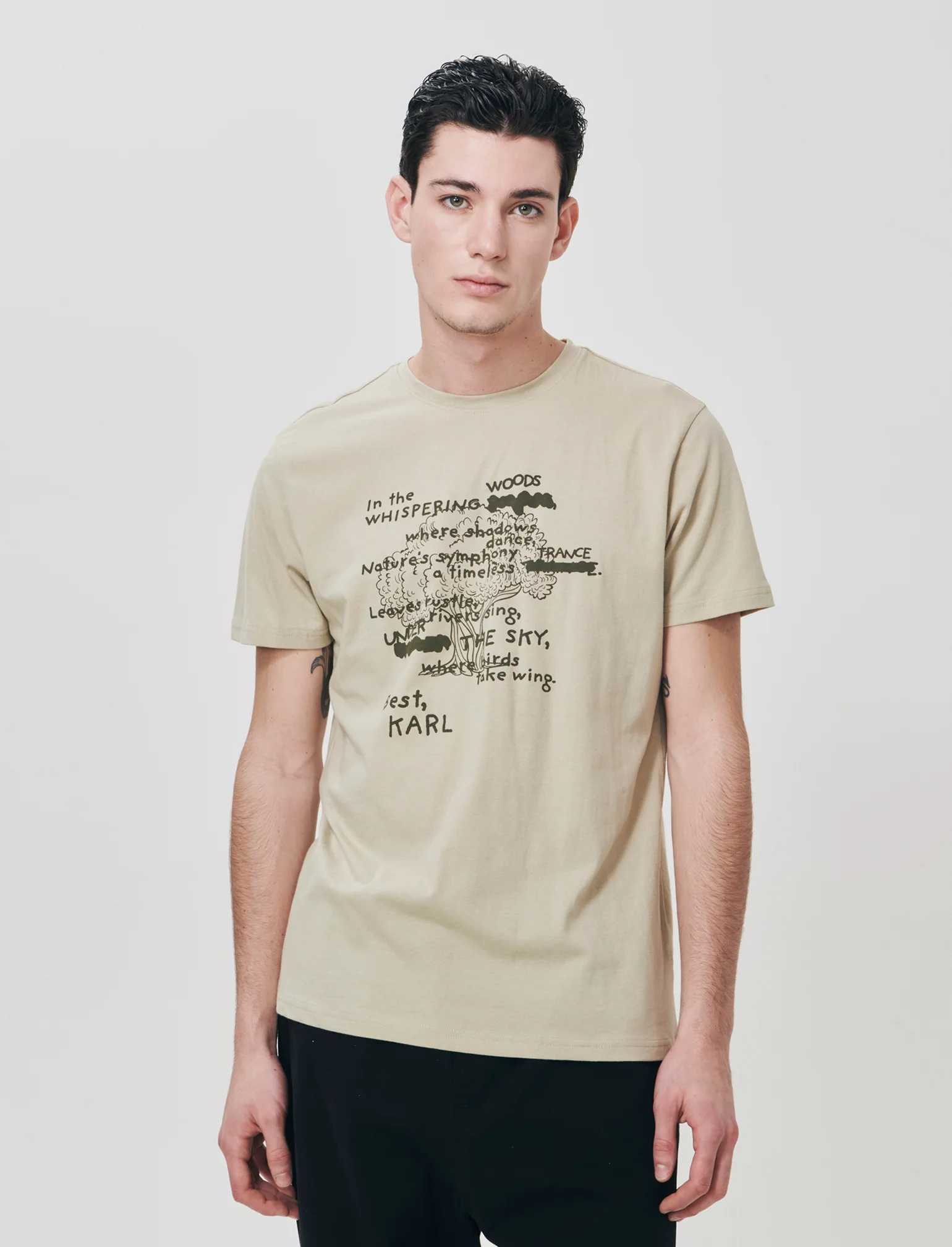 T-shirt in cotone girocollo regular fit - Grigio stone - Image 3