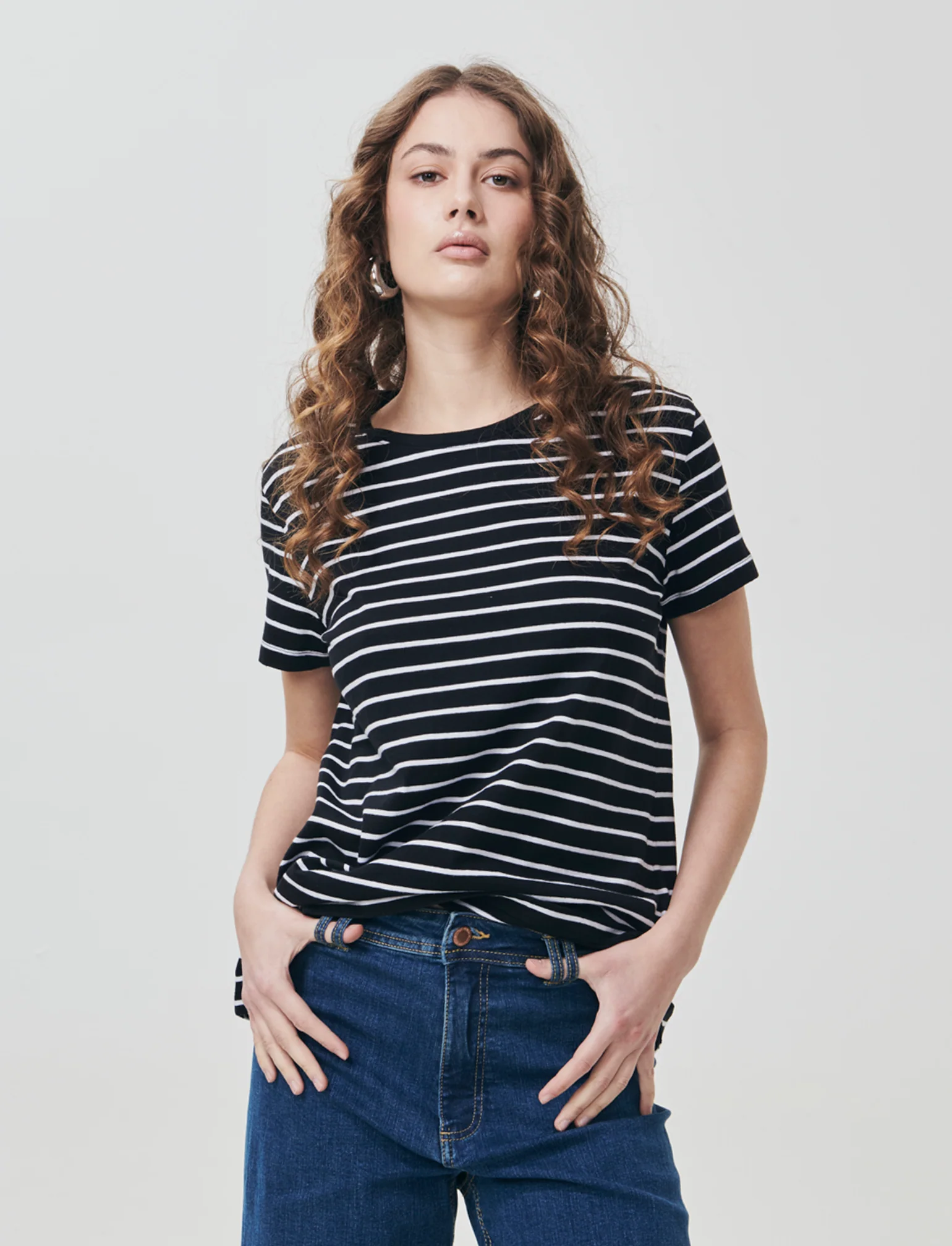 T-Shirt in Cotone Manica Corta Rigata - var 2 - Image 3