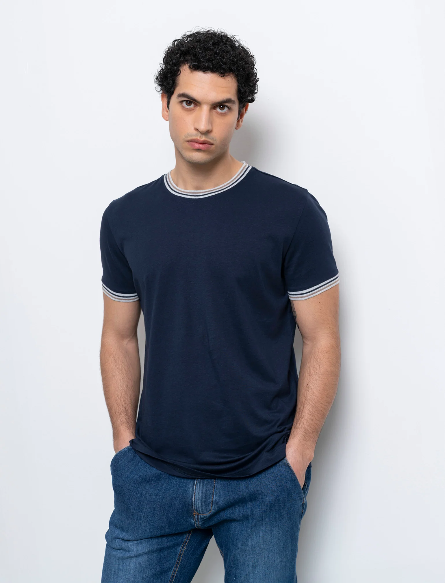 T-shirt in cotone premium da uomo - Blu