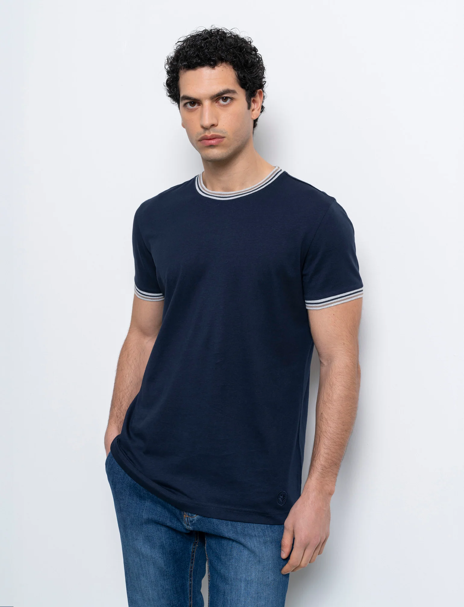 T-shirt in cotone premium da uomo - Blu - Image 3