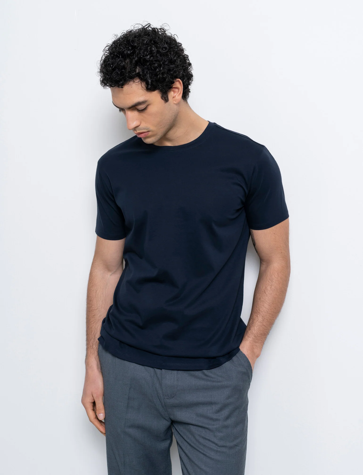 T-shirt in cotone premium mercerizzato da uomo - Nero