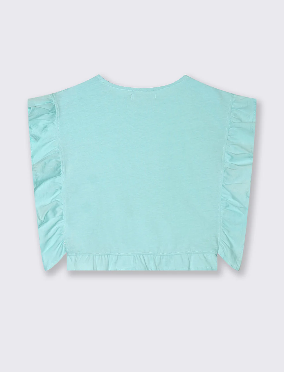 T-shirt in jersey con rouches da bambina - Verde acqua - Image 4
