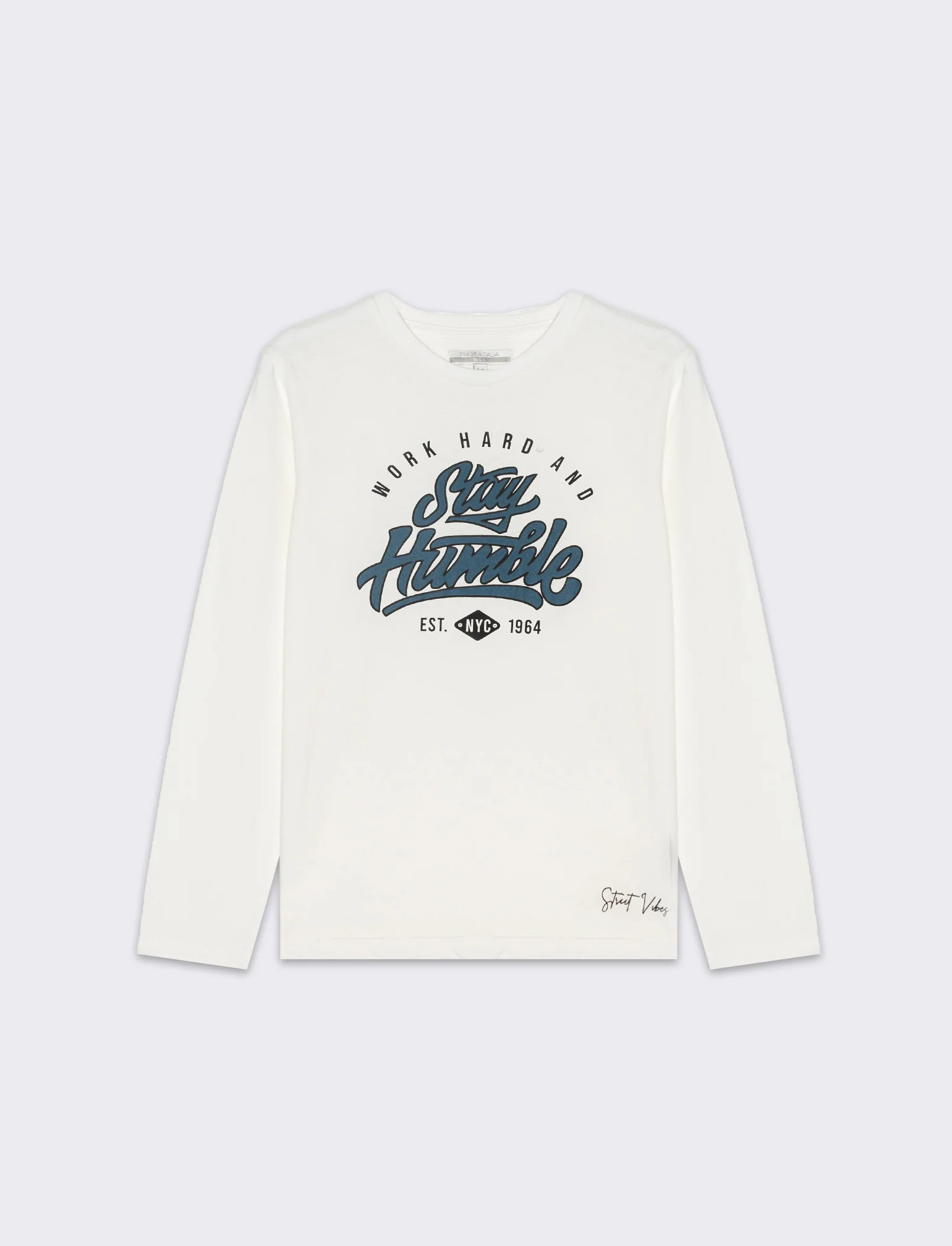 T-shirt in jersey con stampa da bambino - Bianco latte - Image 2