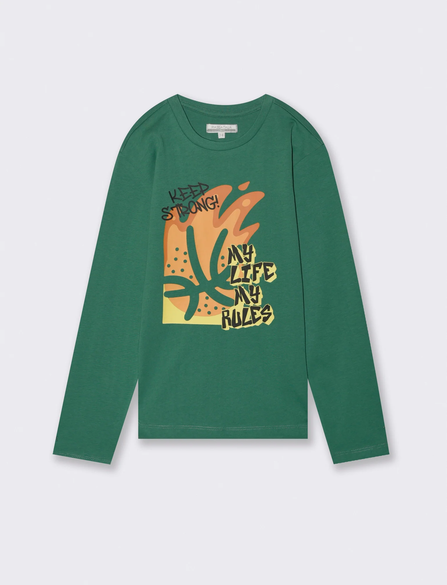 T-shirt in jersey con stampa. - Verde - Image 2