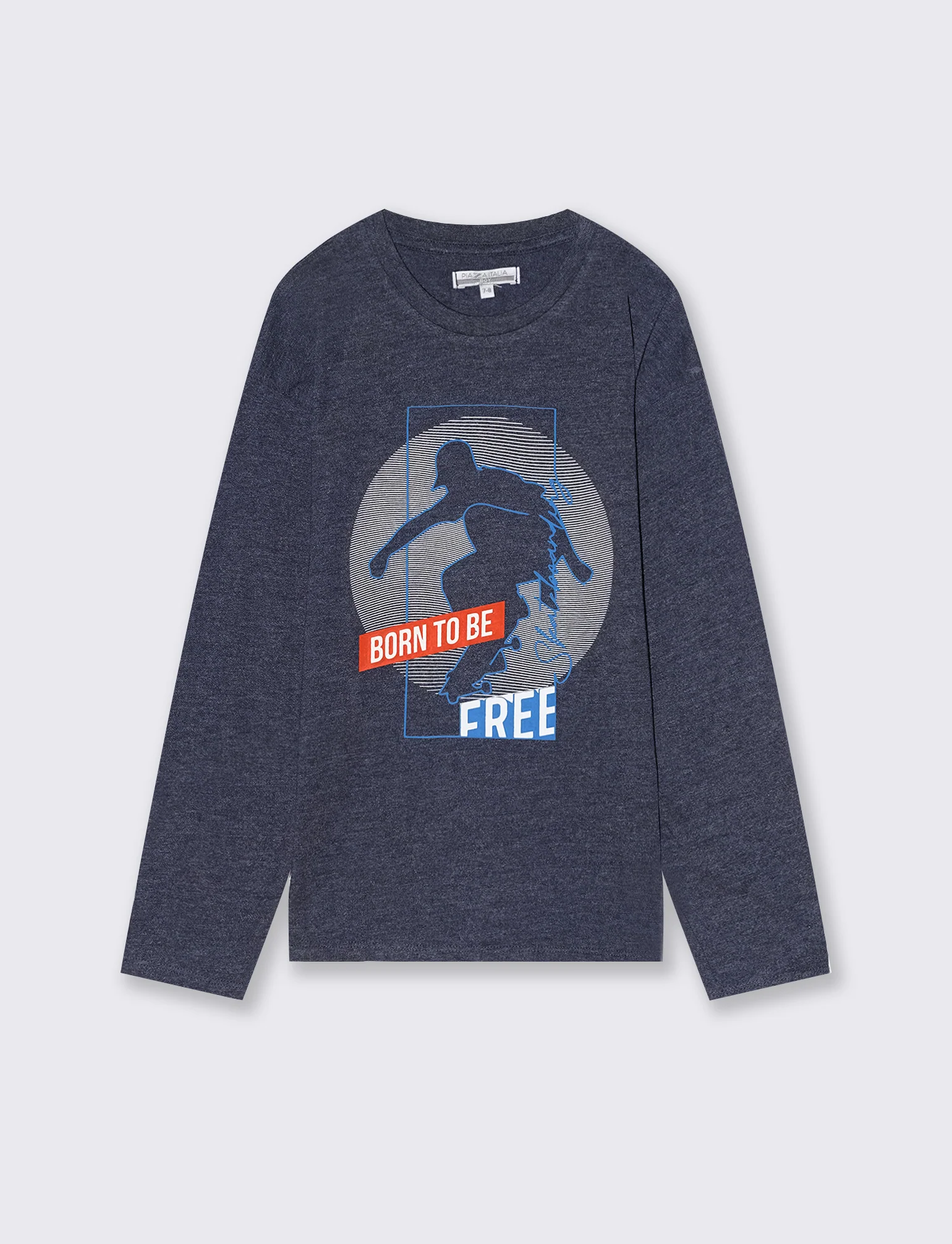 T-shirt in jersey fiammato con stampa. - Blu
