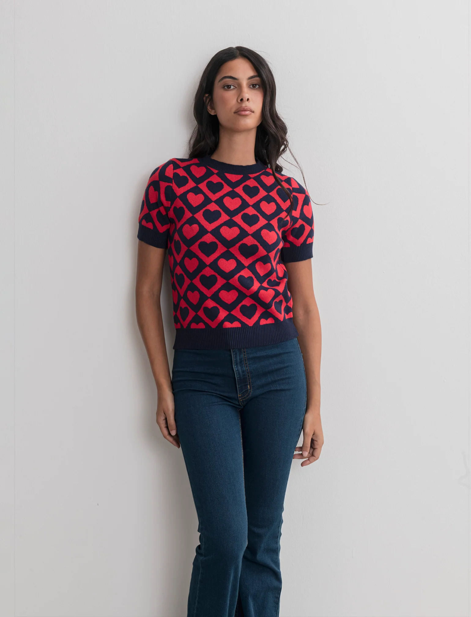 T-SHIRT IN MAGLIA - Blu-rosso - Image 3