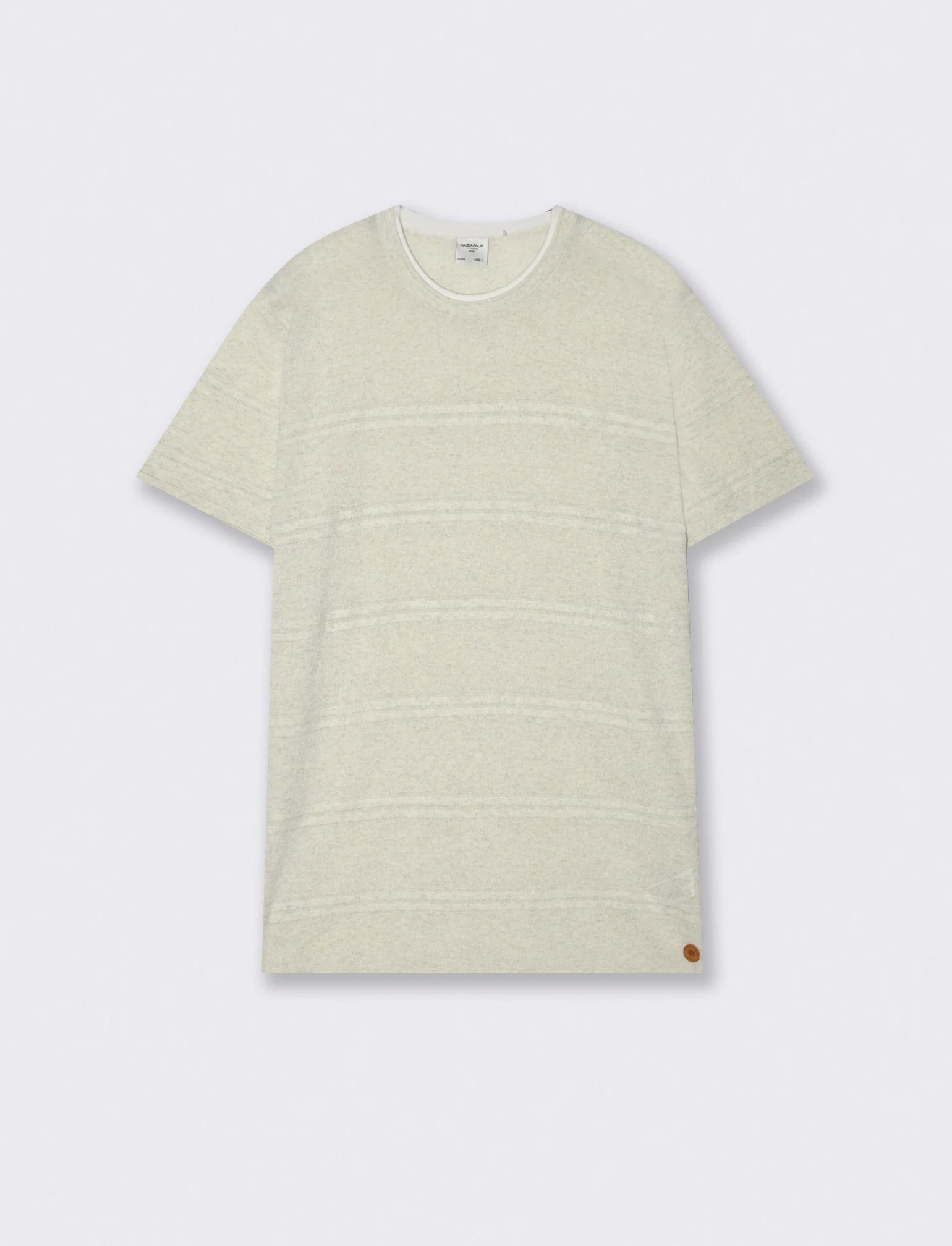 T-shirt in maglia con orli a contrasto - Beige ecru