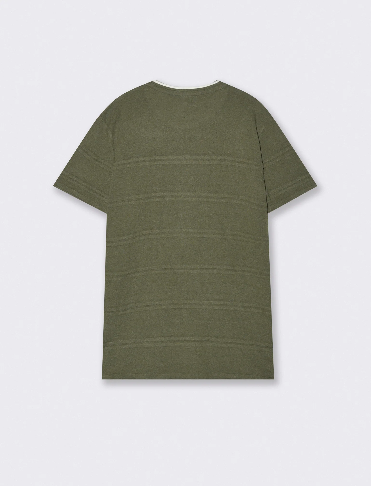 T-shirt in maglia con orli a contrasto - Verde oliva - Image 2