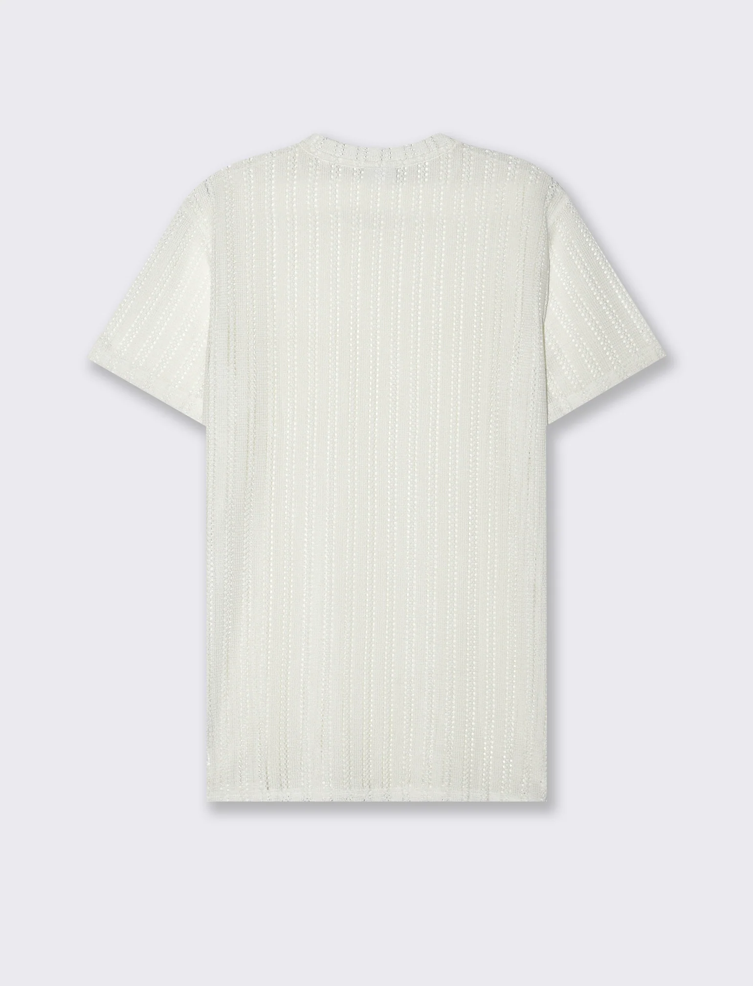 T-shirt in maglia crochet da uomo - Bianco - Image 2