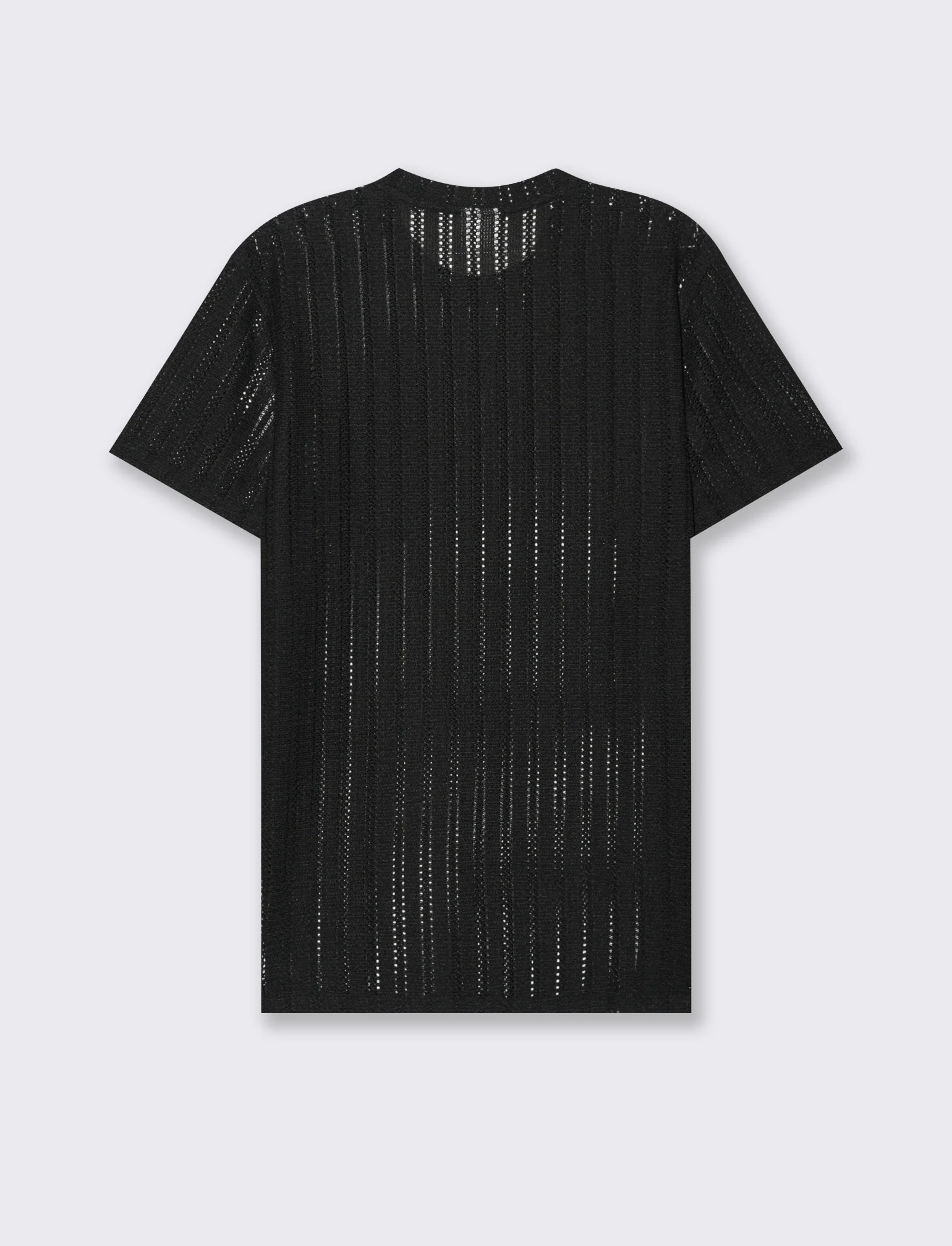 T-shirt in maglia crochet da uomo - Nero - Image 5