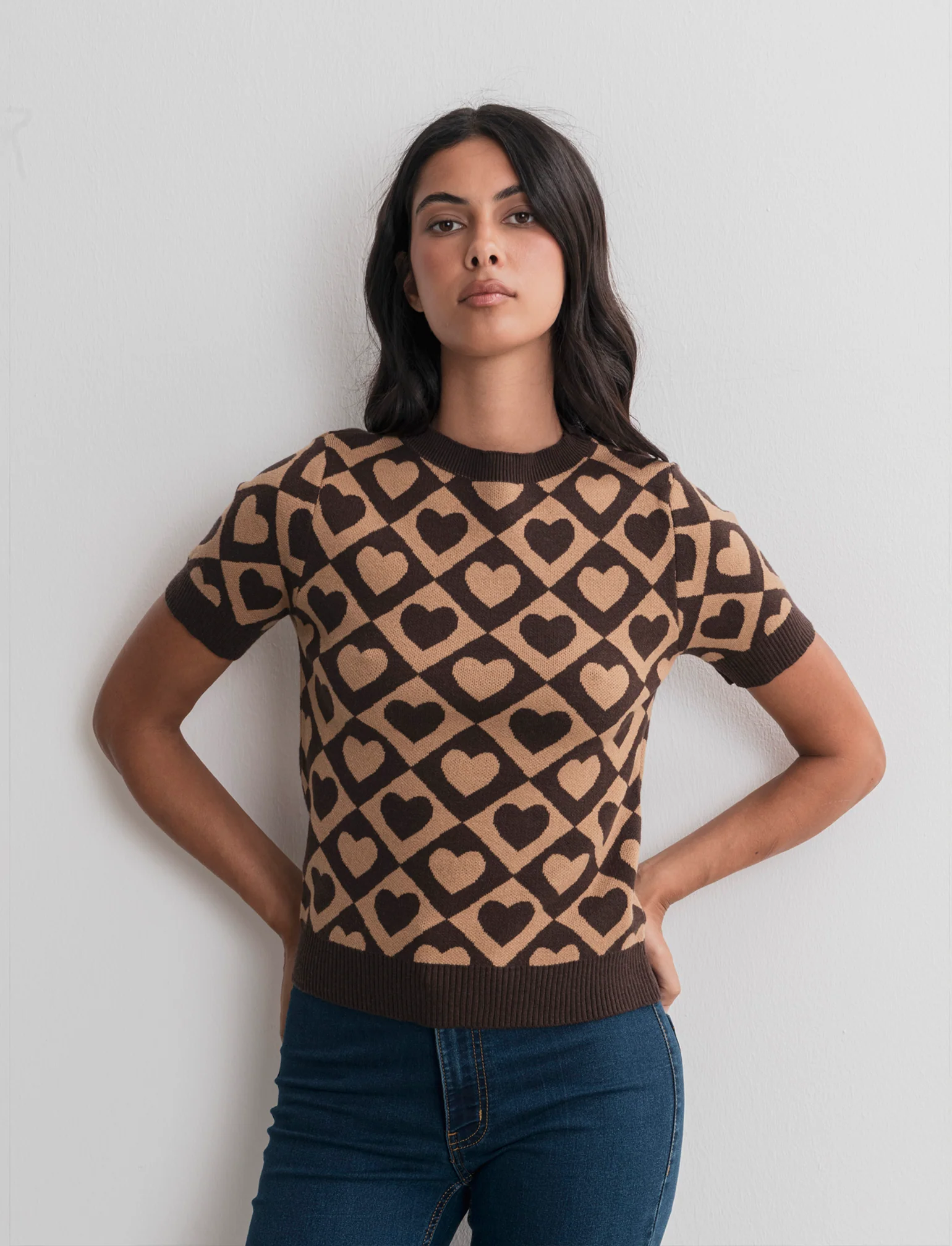 T-SHIRT IN MAGLIA - Marrone tabacco - Image 3