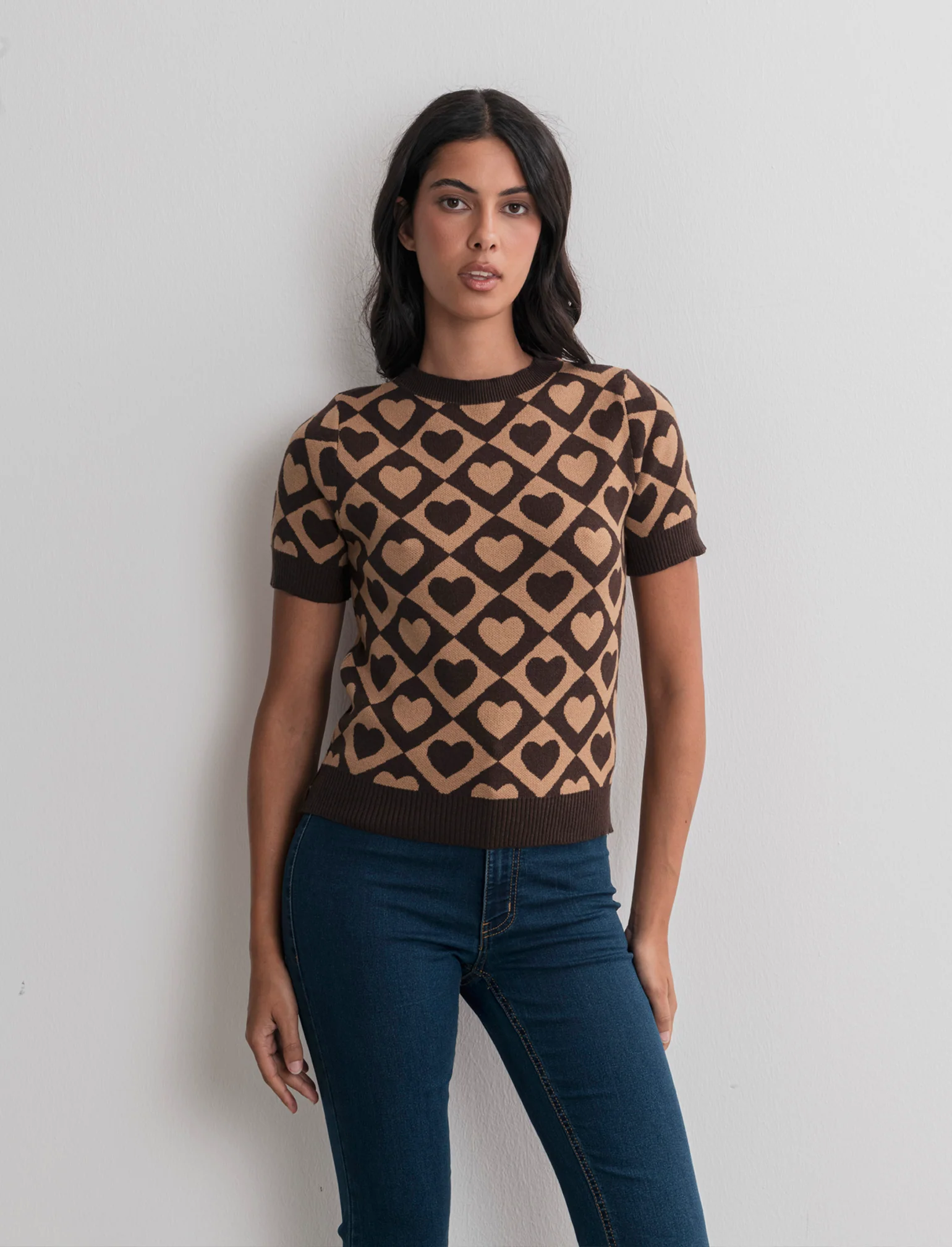 T-SHIRT IN MAGLIA - Marrone tabacco - Image 4
