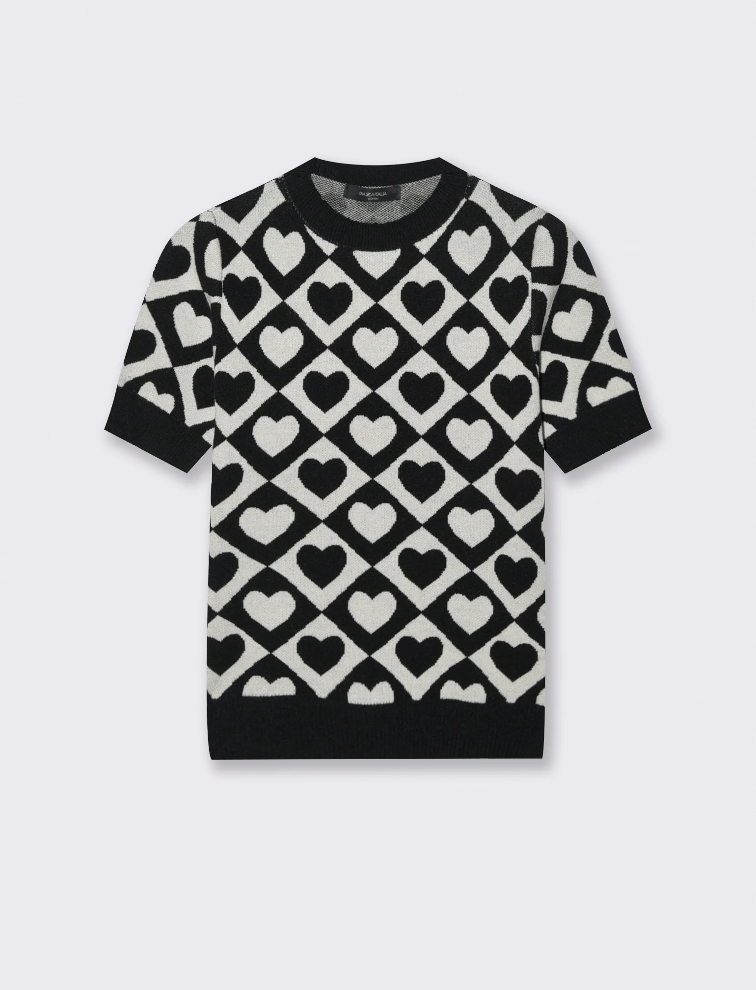 T-SHIRT IN MAGLIA - ner-bianco