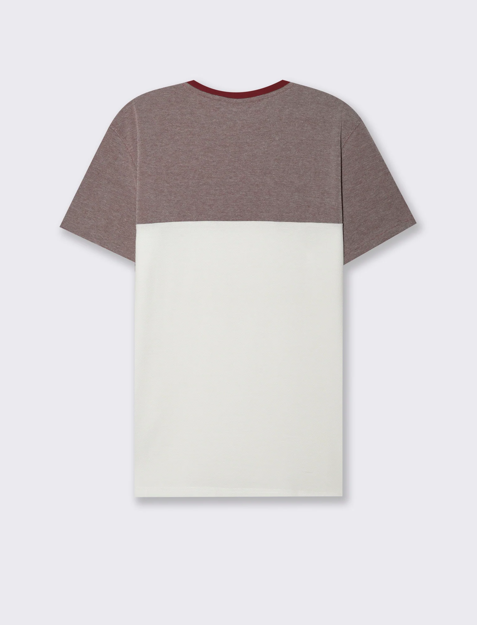 T-shirt in piquet bicolore da uomo - Bordeaux - Image 2