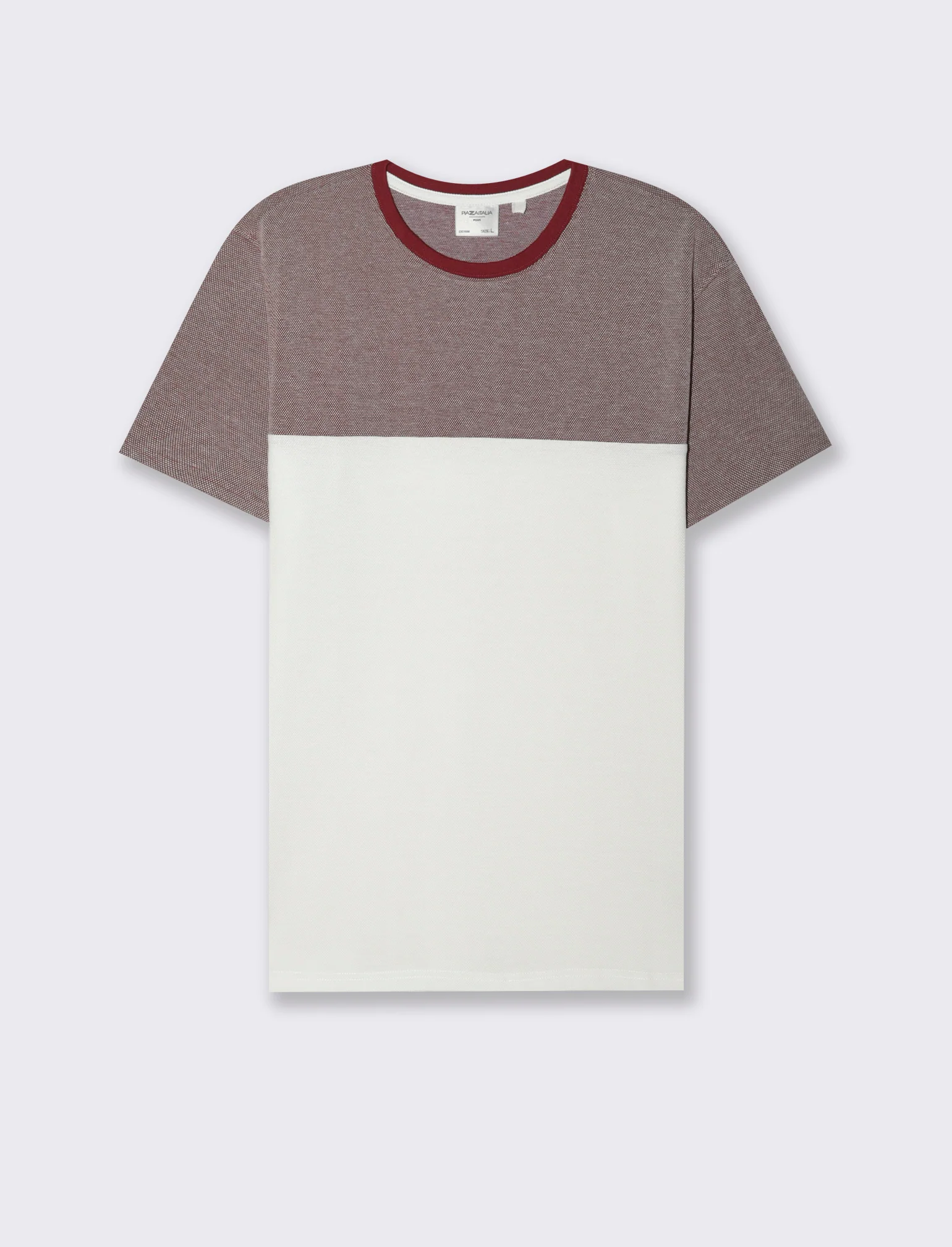 T-shirt in piquet bicolore da uomo - Bordeaux - Image 4