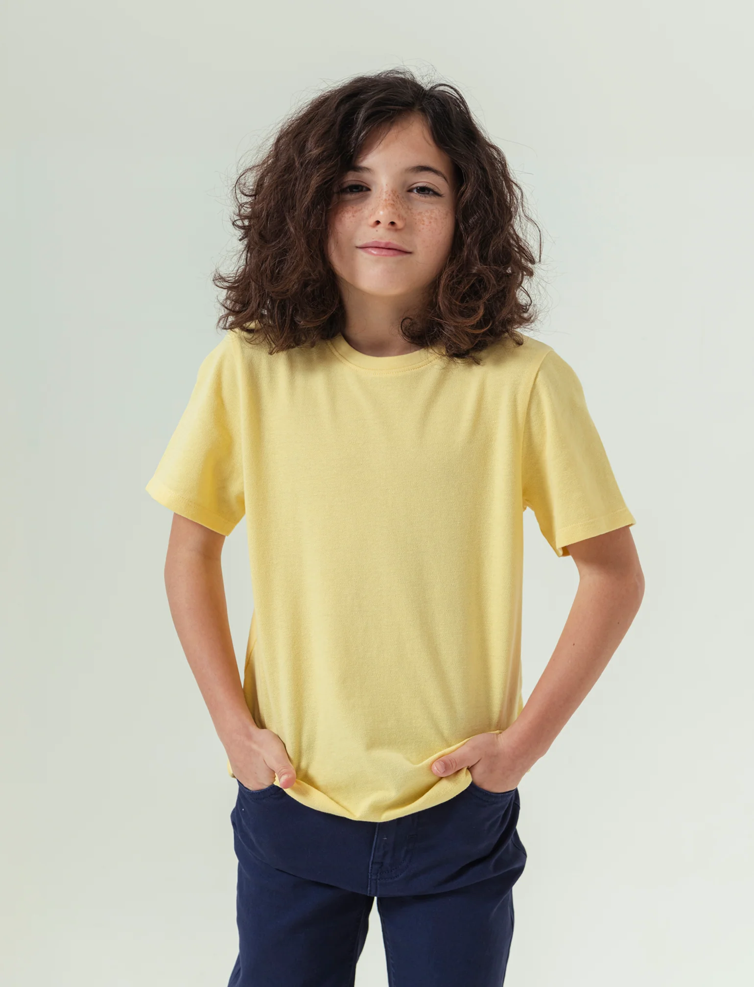 T-shirt in piquet da bambino - Giallo