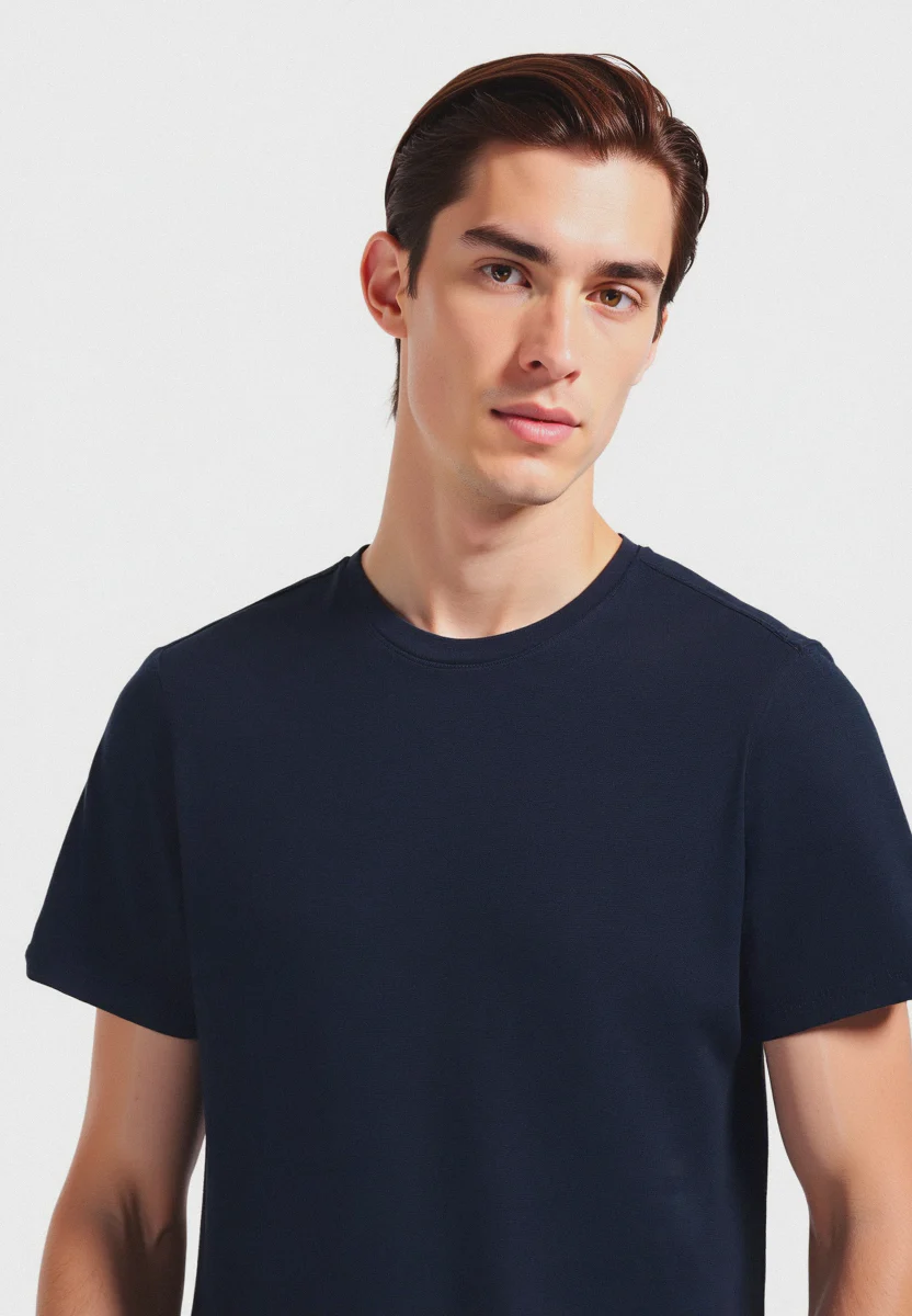 T-shirt in piquet di cotone da uomo - Blu - Image 3