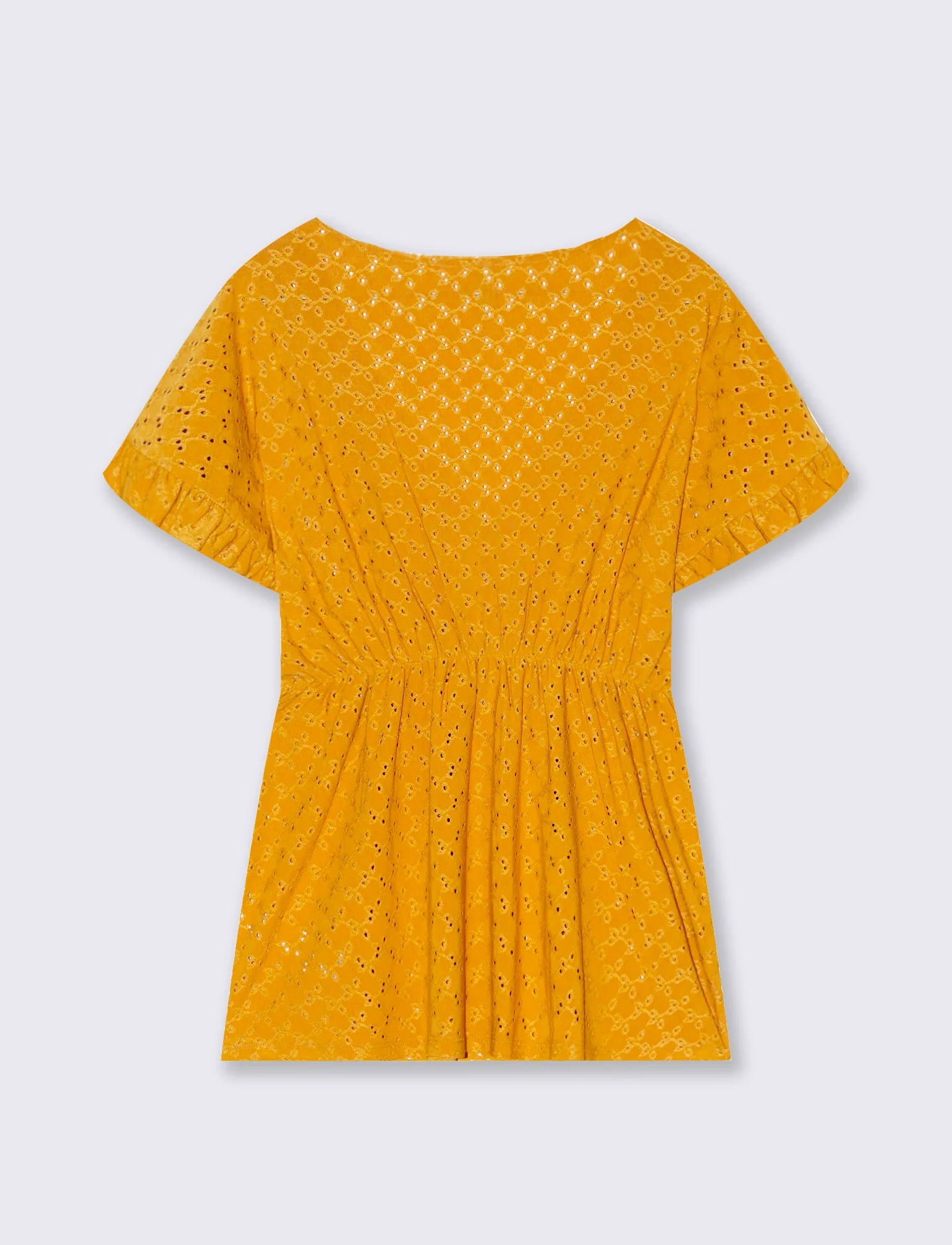 T-shirt in pizzo con elastico in vita da donna - Senape - Image 5