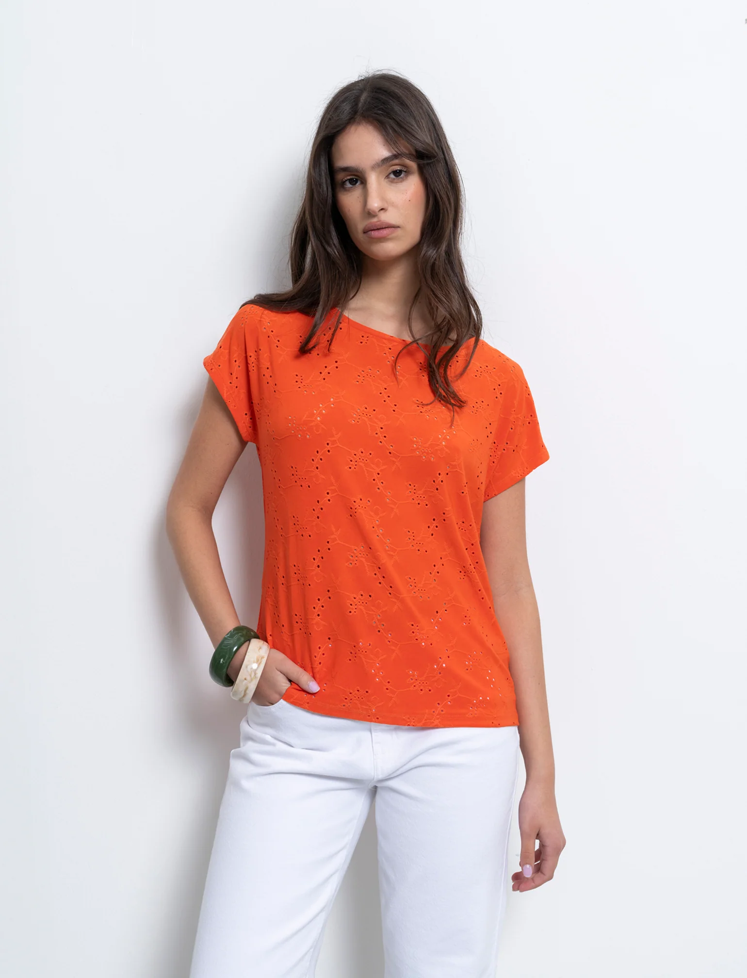 T-shirt in pizzo da donna - Arancio - Image 3
