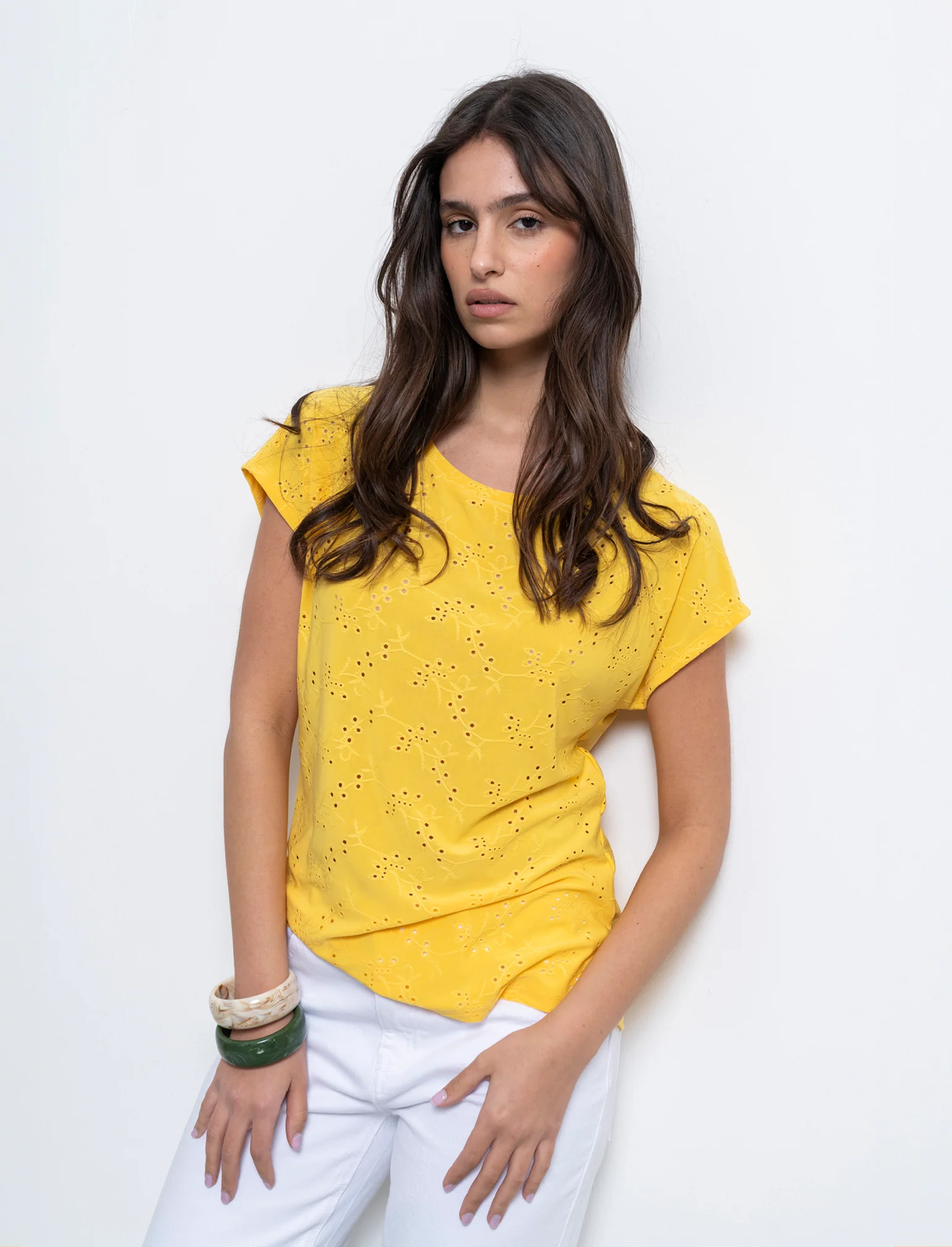 T-shirt in pizzo da donna - Giallo limone - Image 3
