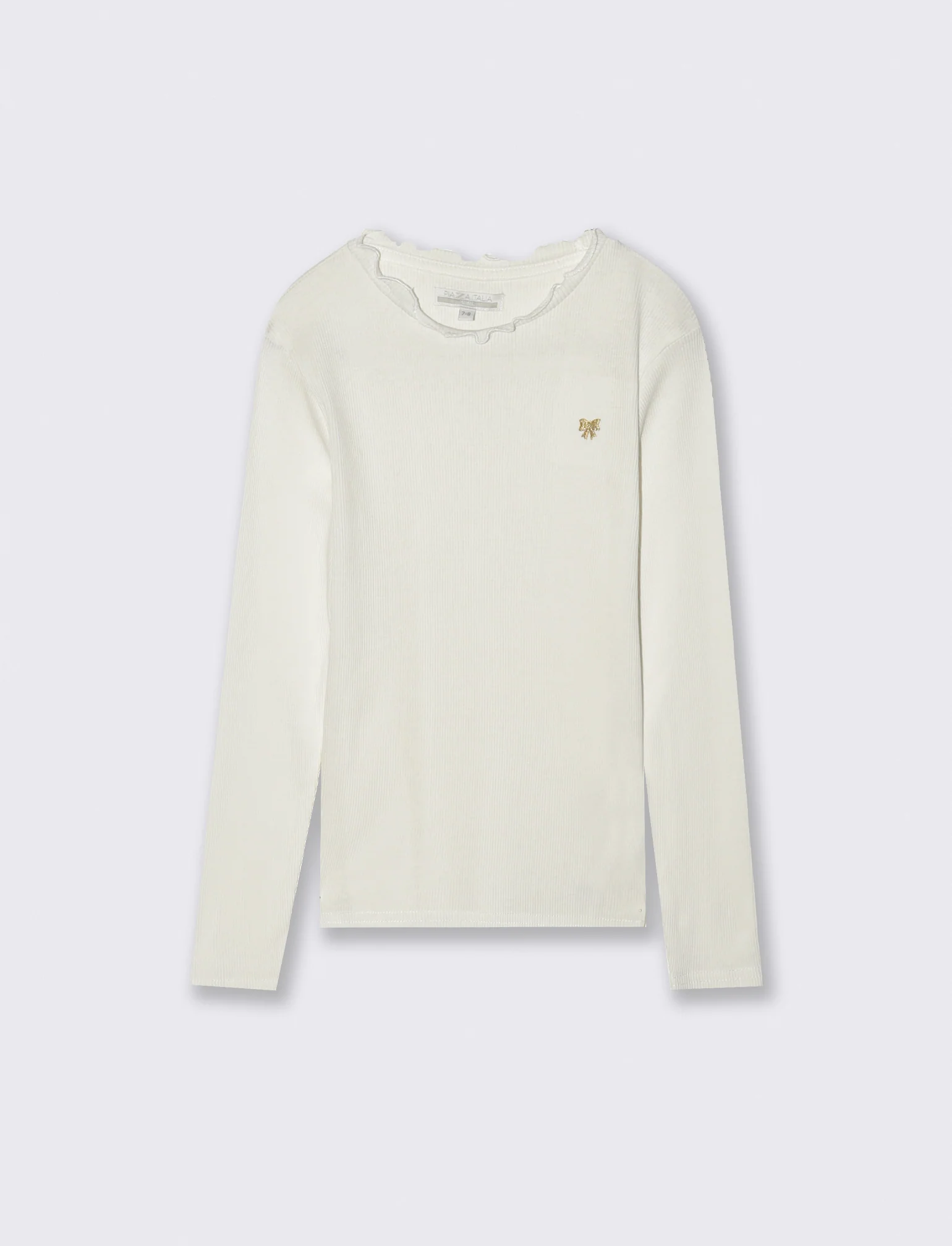 T-shirt in rib - Bianco latte - Image 2