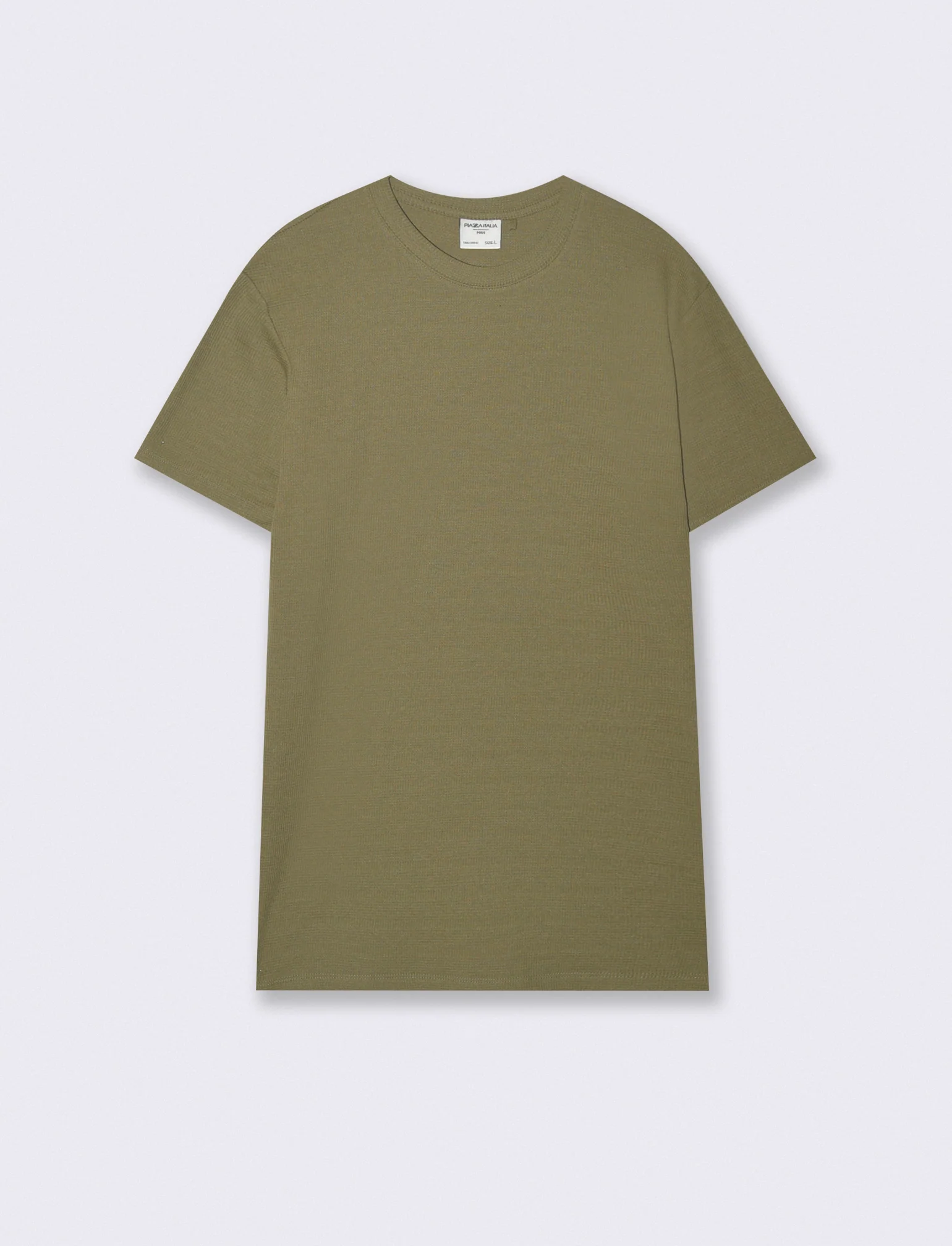 T-SHIRT  IN WAFFLE  JACQUARD REGULAR FIT - Verde oliva