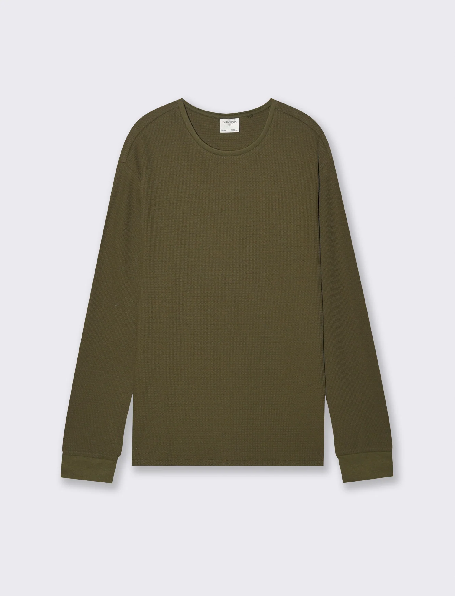 T-SHIRT IN WAFFLE SLIM FIT - Verde militare - Image 4