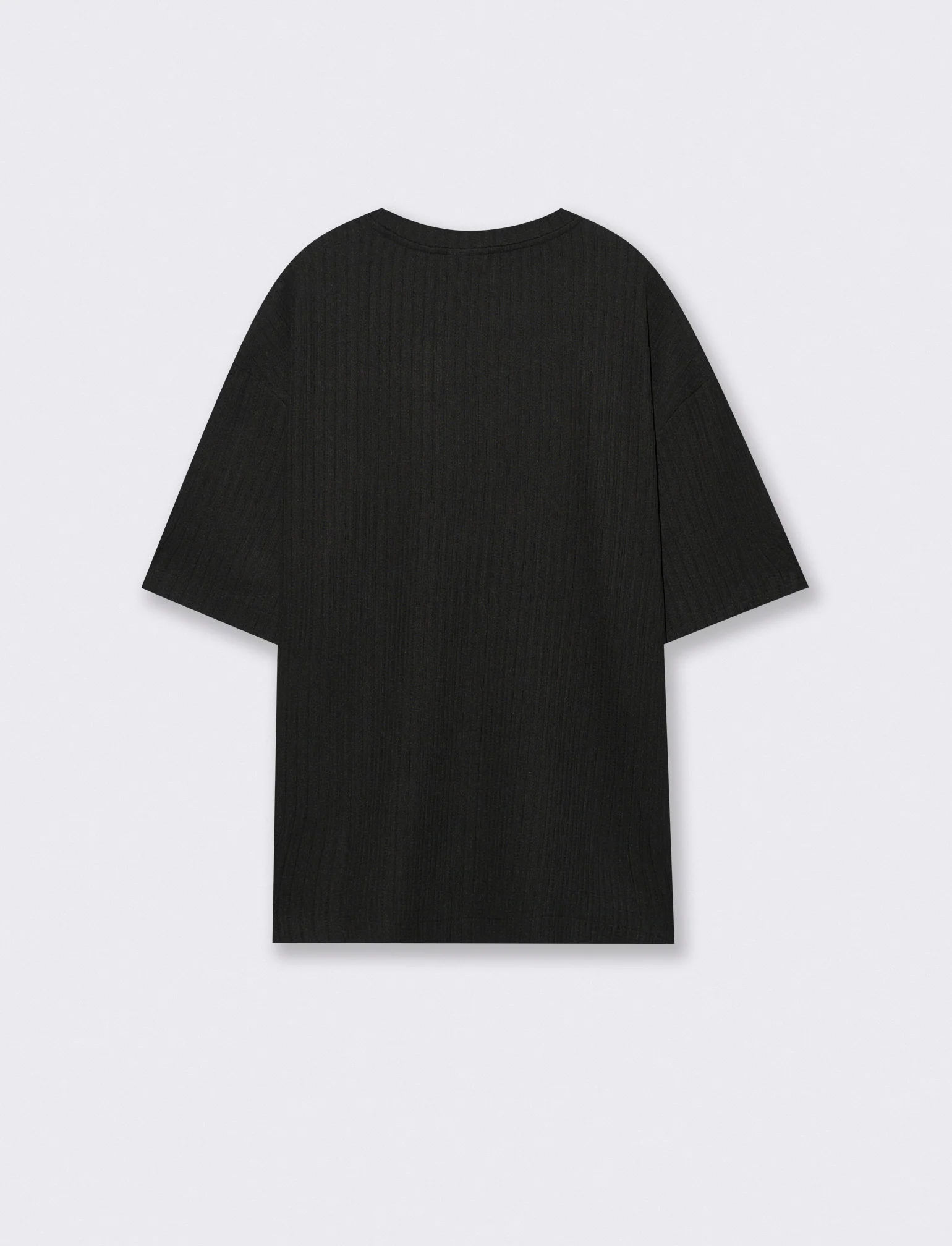 T-shirt jacquard relaxed fit plissettata - Nero - Image 2