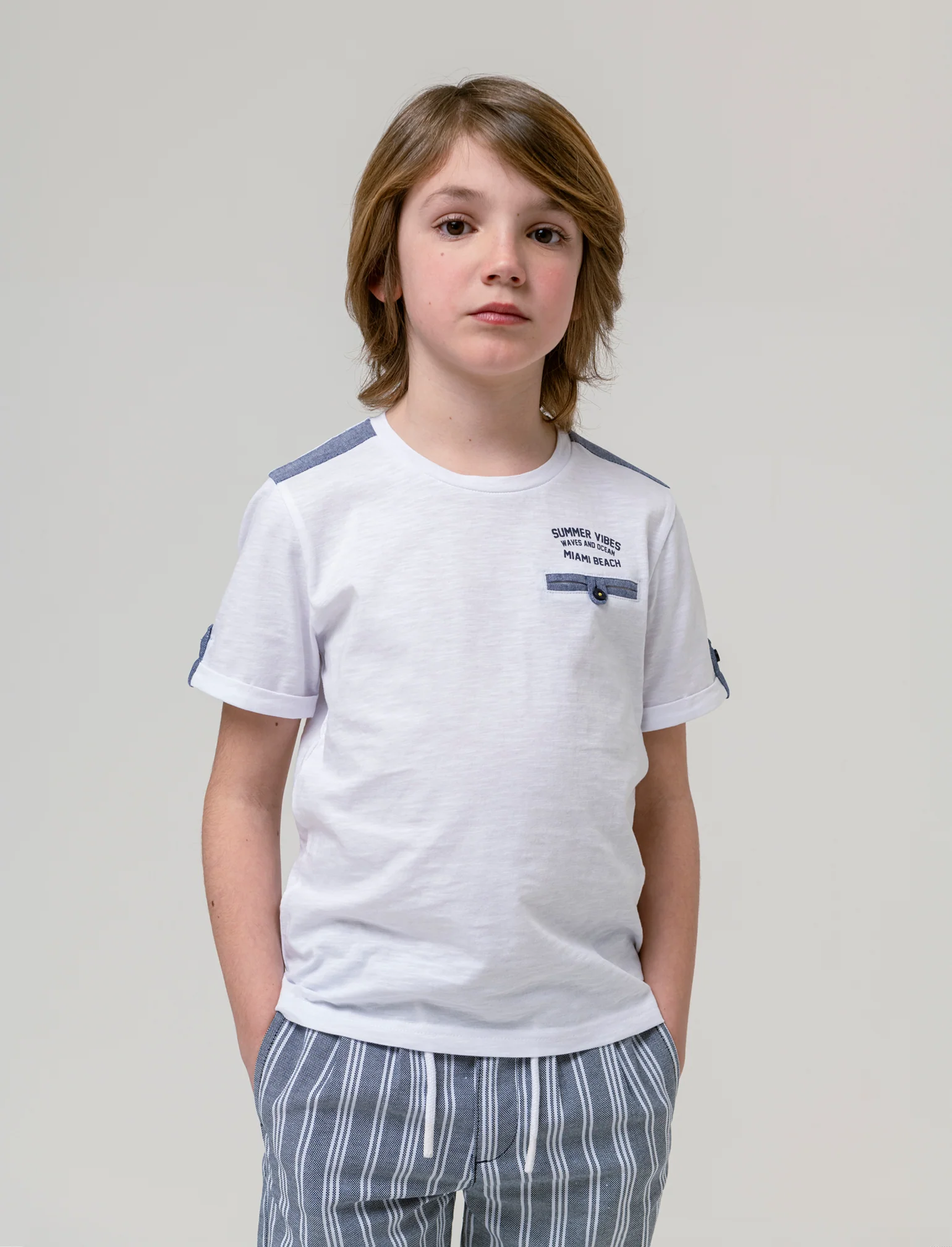T-shirt jersey fiammato da bambino - Bianco