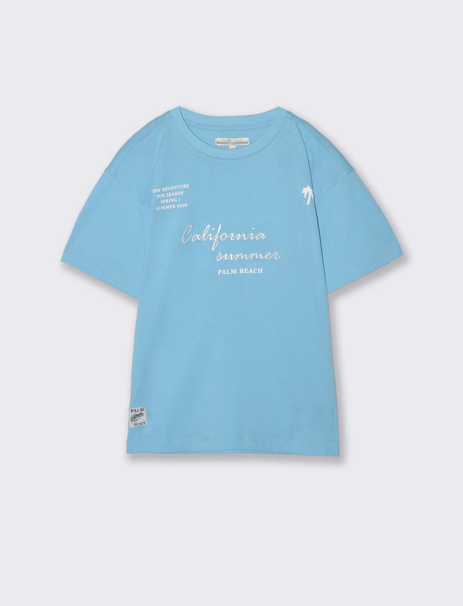 T-SHIRT JOGGING con Stampa e Ricamo - Azzurro - Image 2
