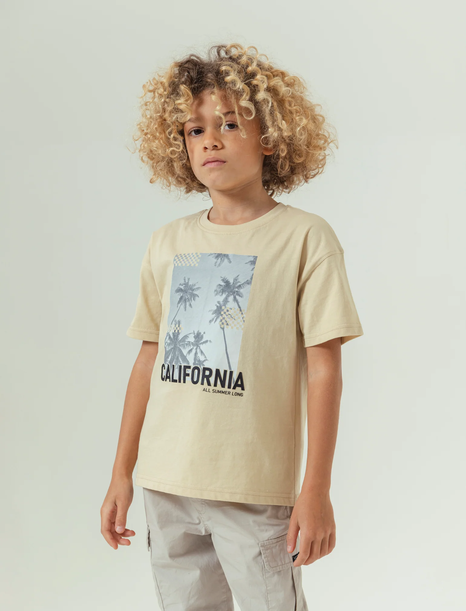 T-shirt loose da bambino - Beige