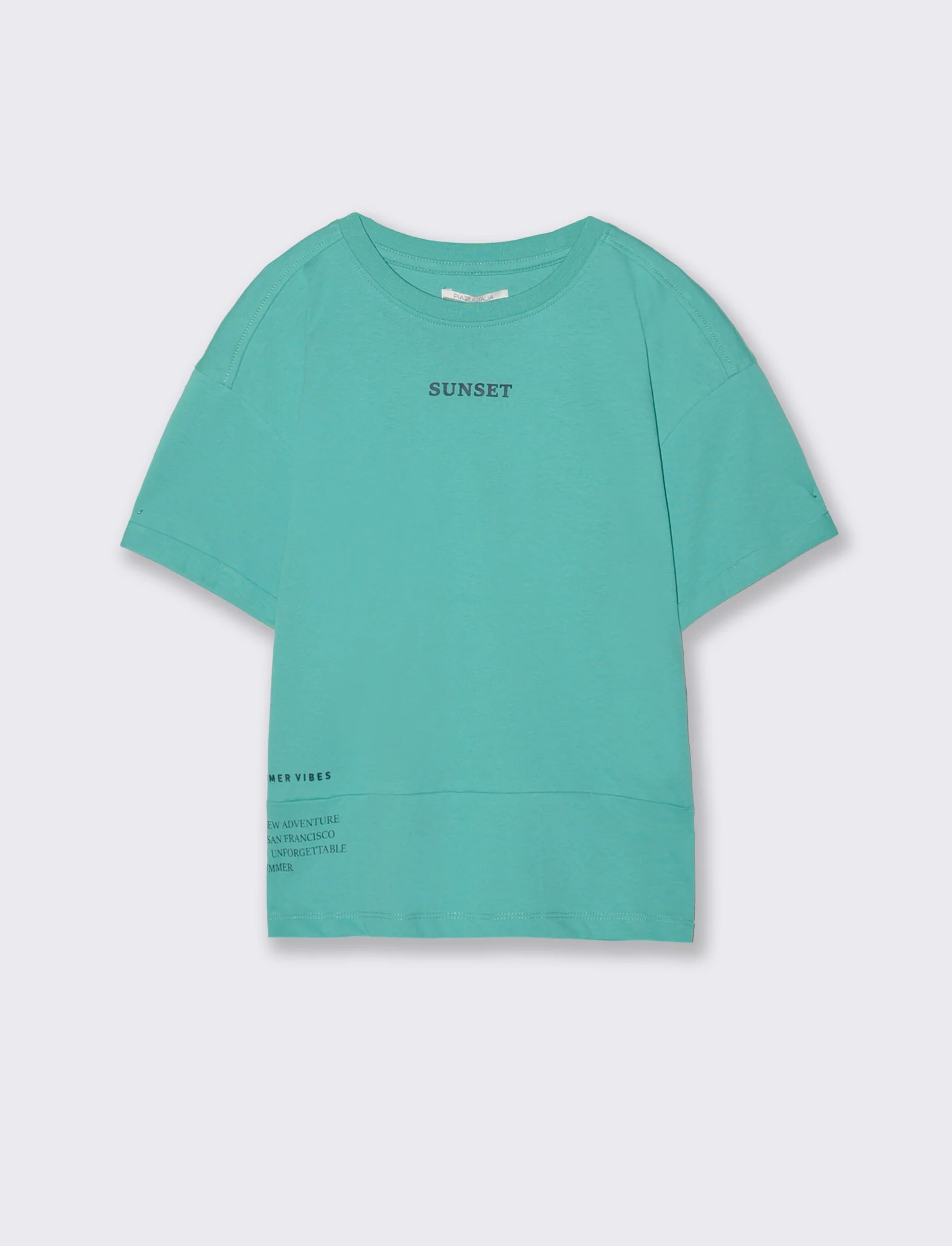 T-SHIRT LOOSE Estiva con Stampa Unica - Verde acqua