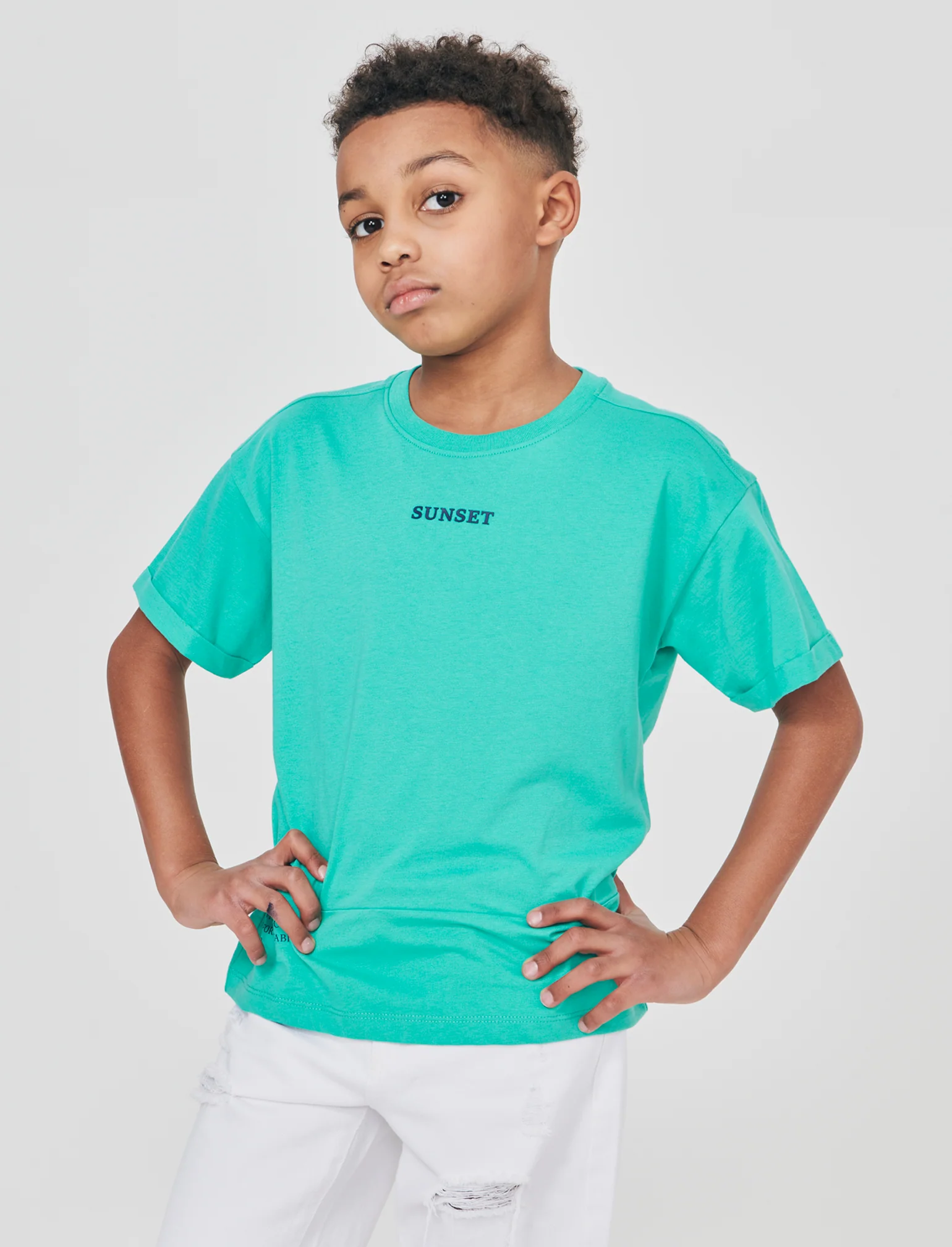 T-SHIRT LOOSE Estiva con Stampa Unica - Verde acqua - Image 4