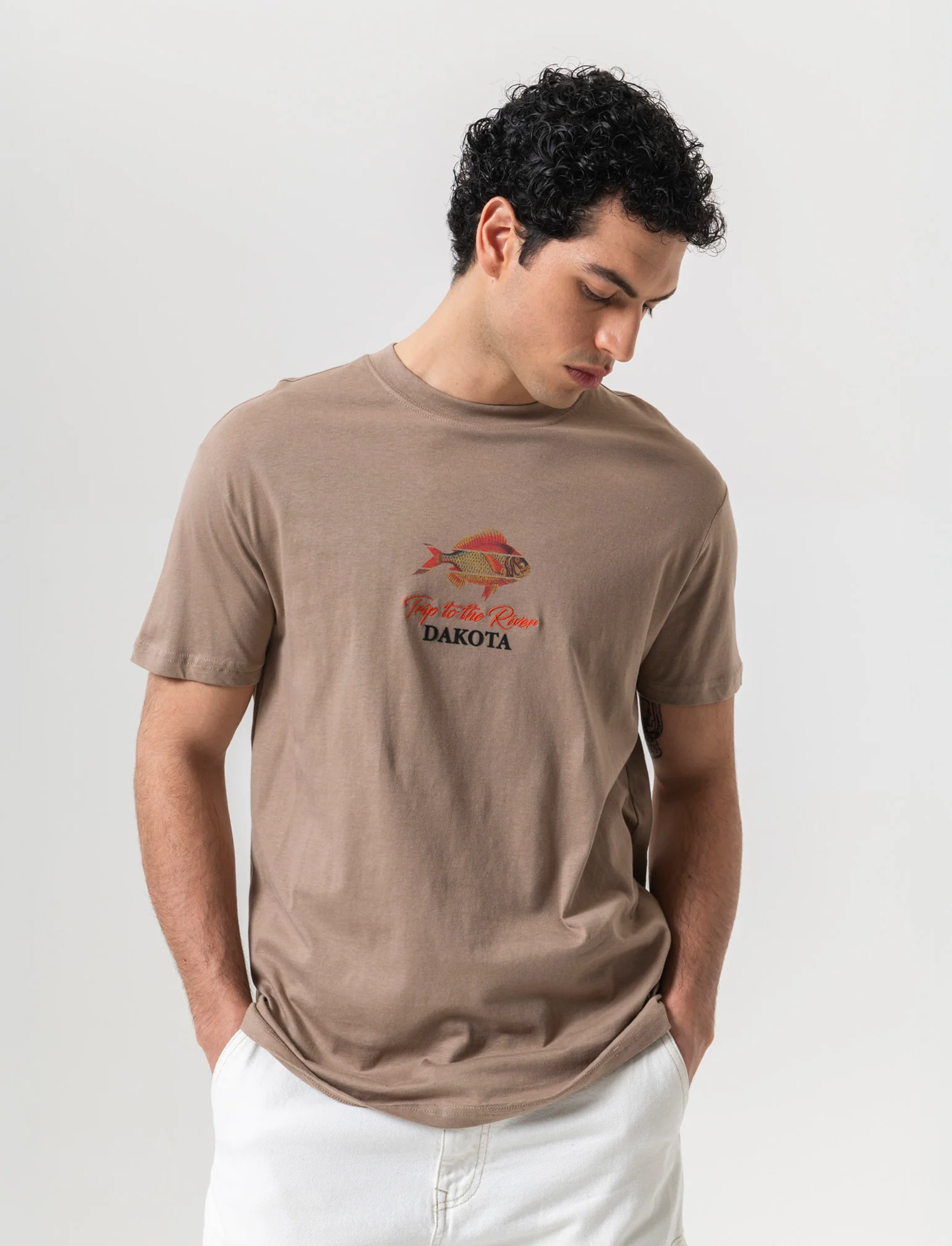 T-shirt loose fit in cotone con stampe da uomo - Grigio tortora - Image 3