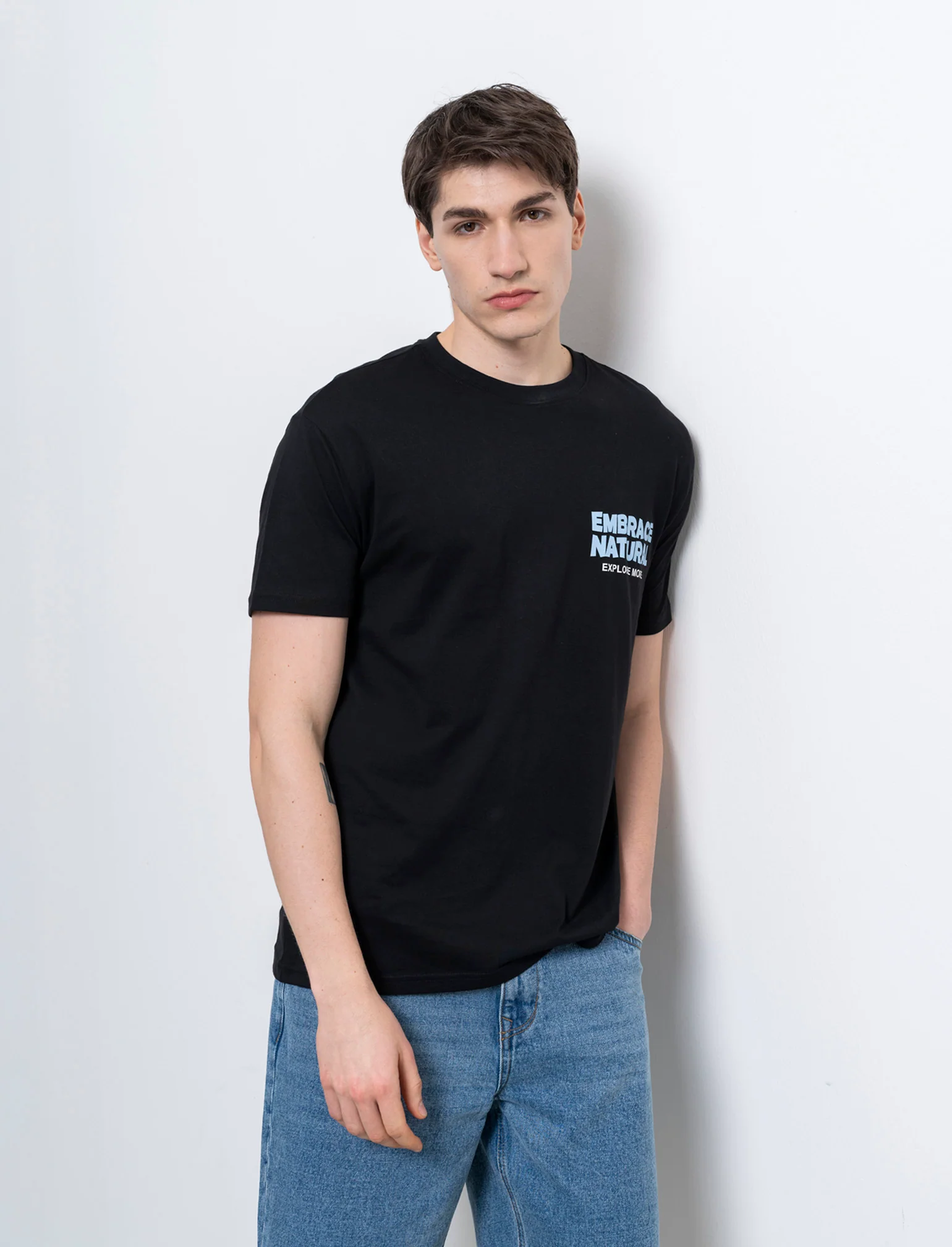 T-shirt loose fit in cotone con stampe da uomo - Nero - Image 3