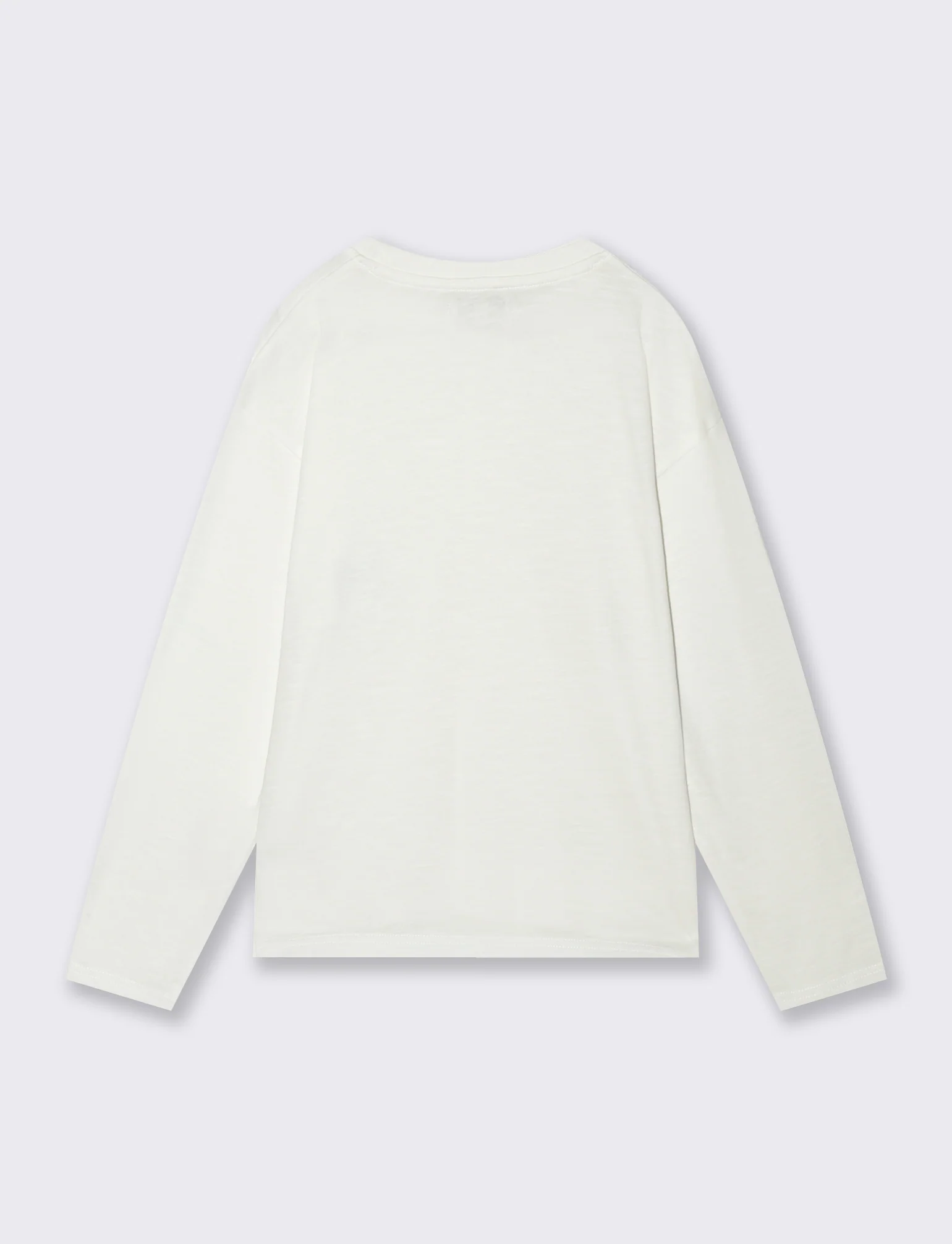 T-shirt lunga in cotone fiammato versatile - Bianco latte - Image 2