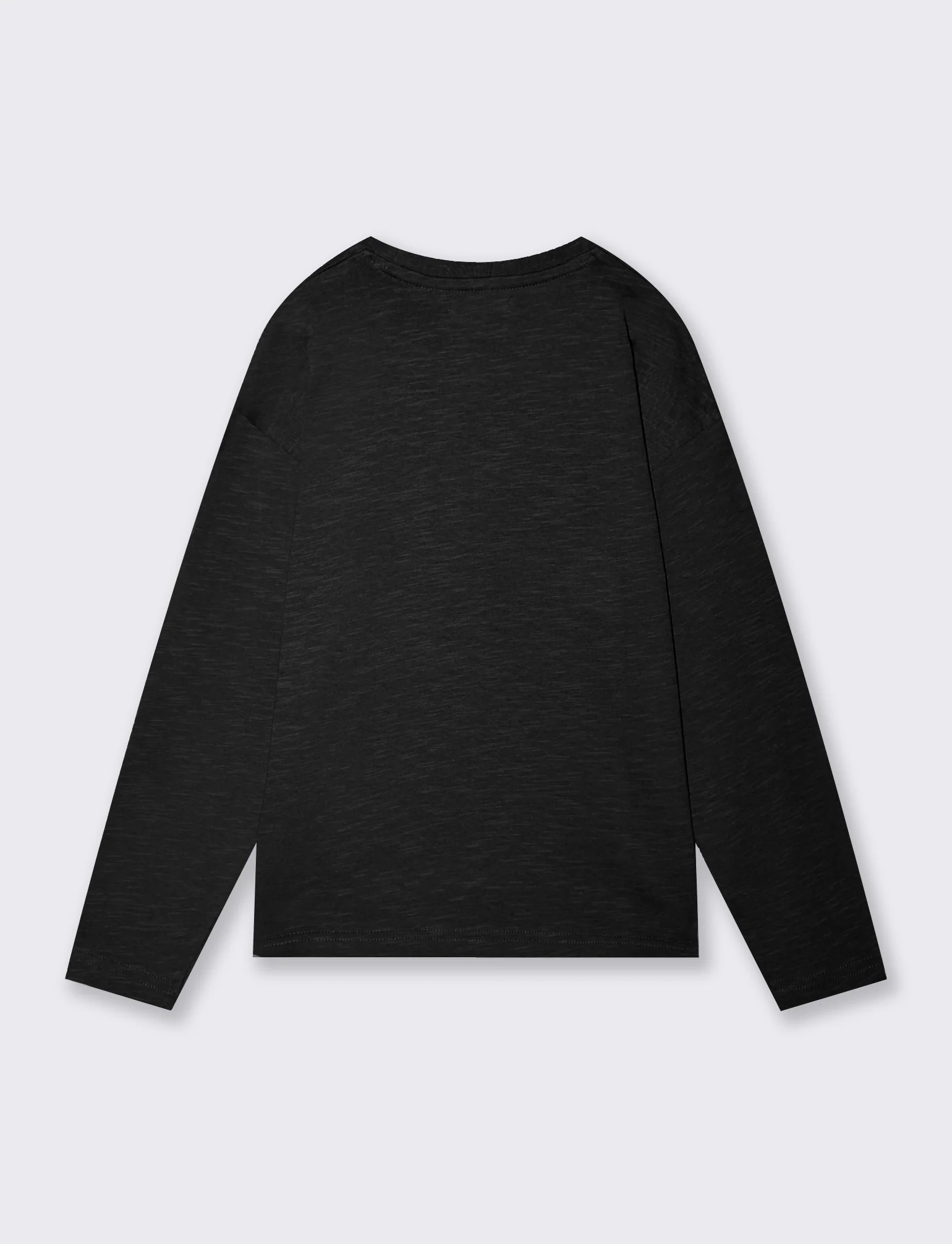 T-shirt lunga in cotone fiammato versatile - Nero - Image 2