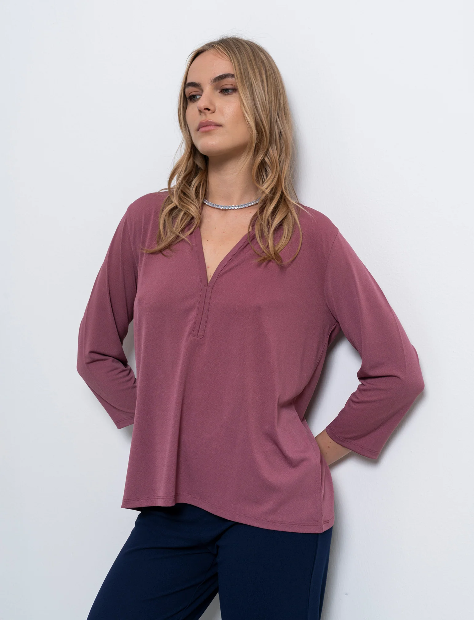 T-shirt manica 3/4 da donna - Rosa cipolla - Image 3