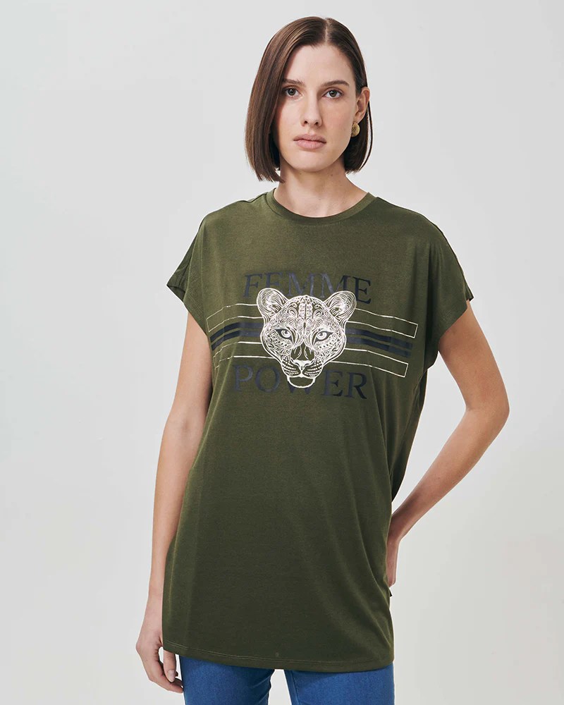 T-Shirt Manica A T con Stampa e Scollo Rotondo - var 2