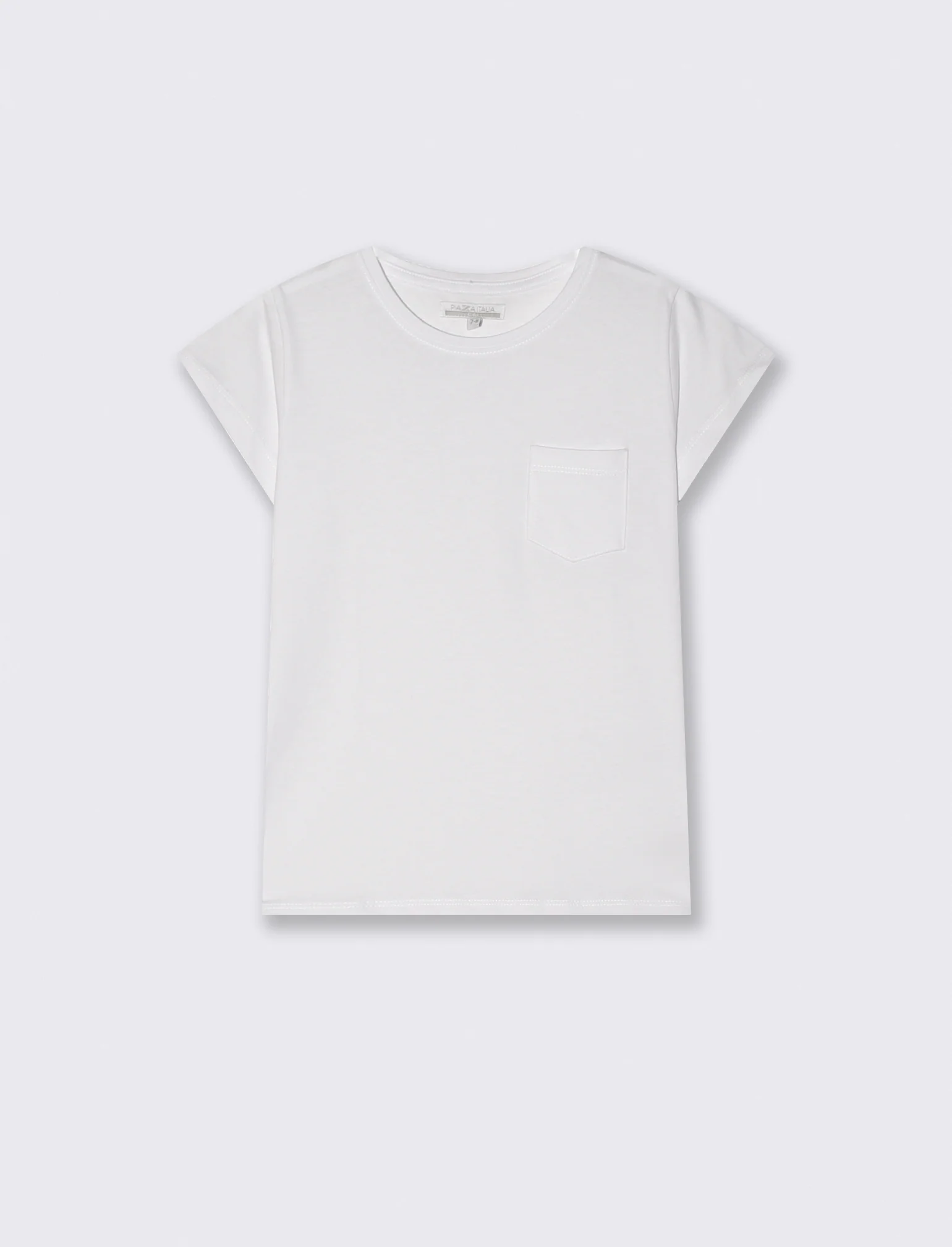 T-shirt manica corta bambina con taschino - Bianco