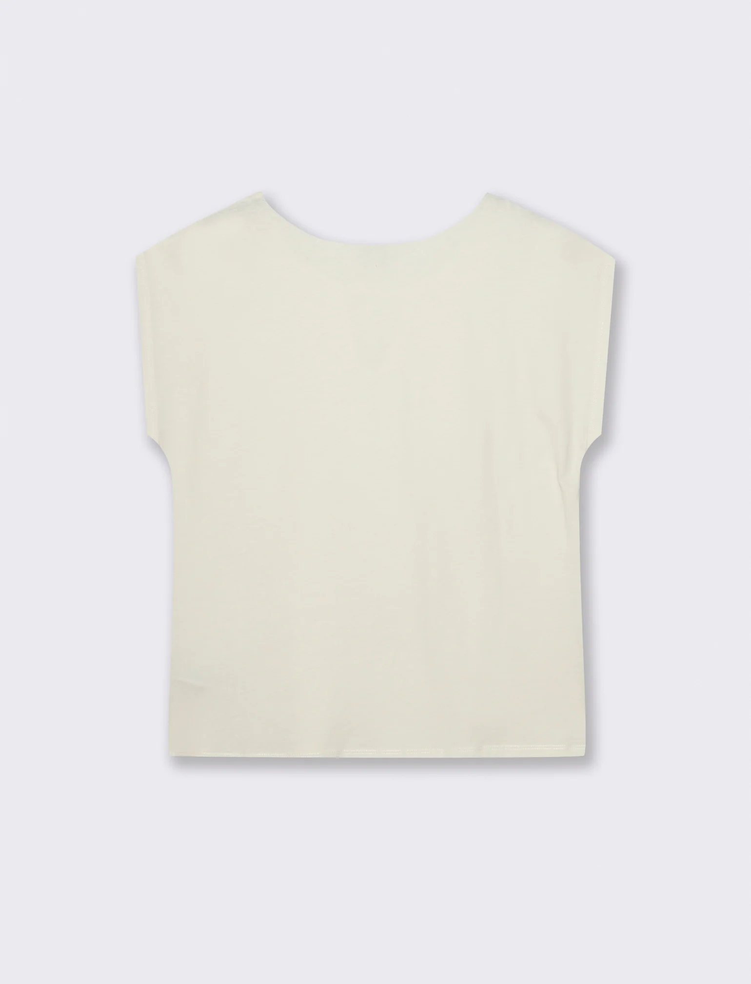 T-Shirt Manica Corta con Apertura al Collo - Avorio - Image 2