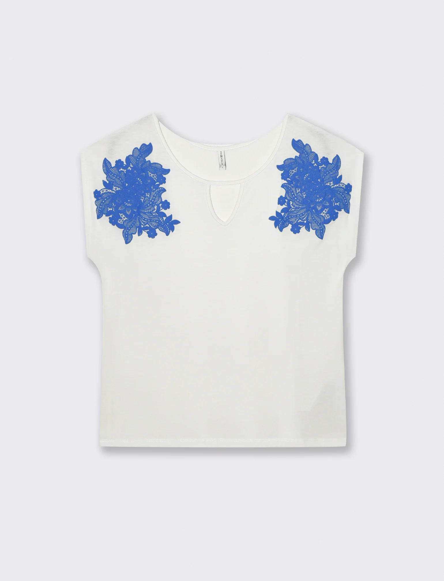 T-Shirt Manica Corta con Apertura al Collo - Bianco latte - Image 2