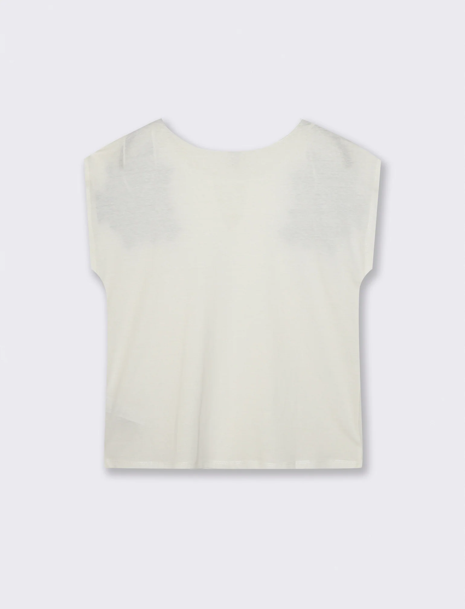 T-Shirt Manica Corta con Apertura al Collo - Bianco latte - Image 4