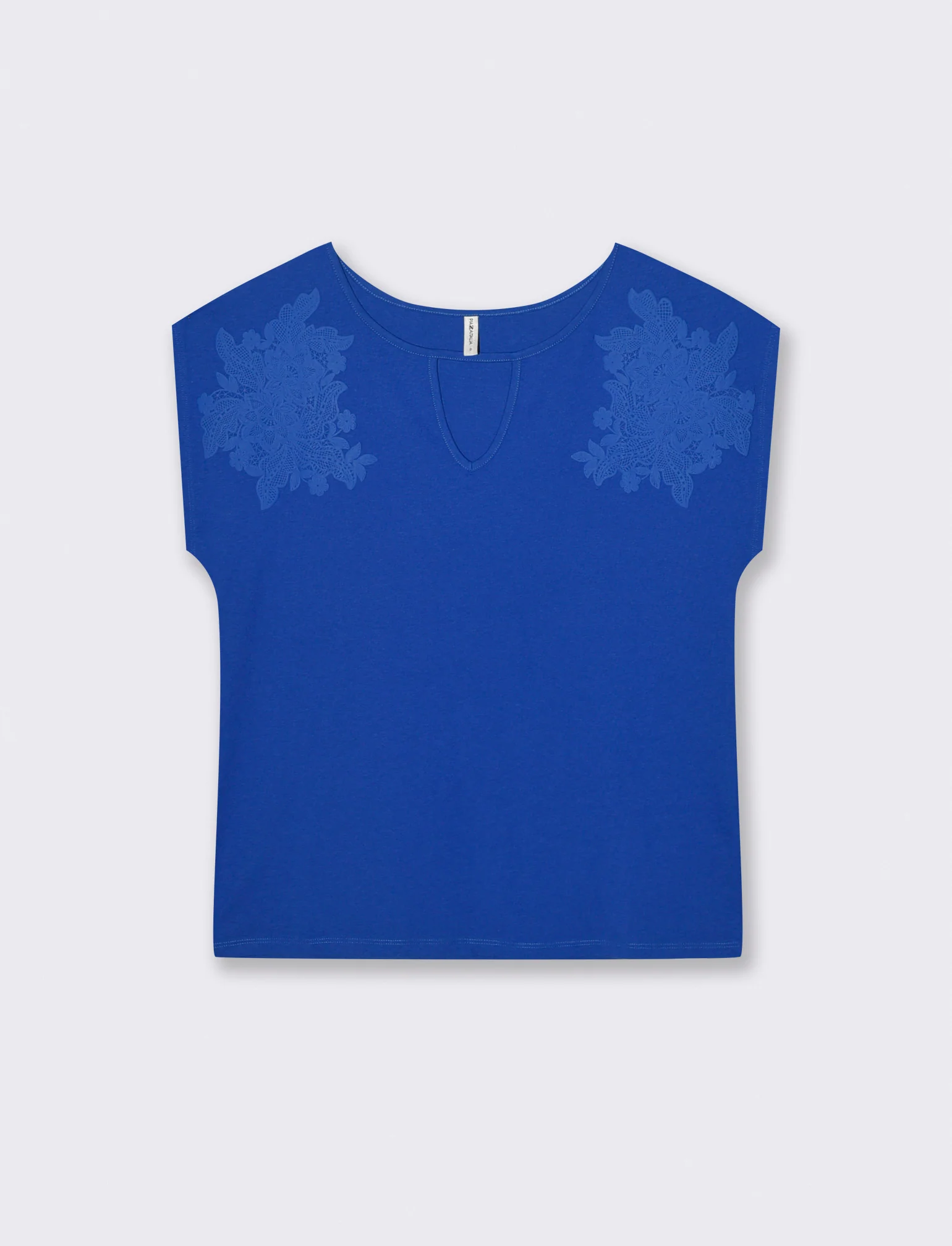 T-Shirt Manica Corta con Apertura al Collo - Blu royal