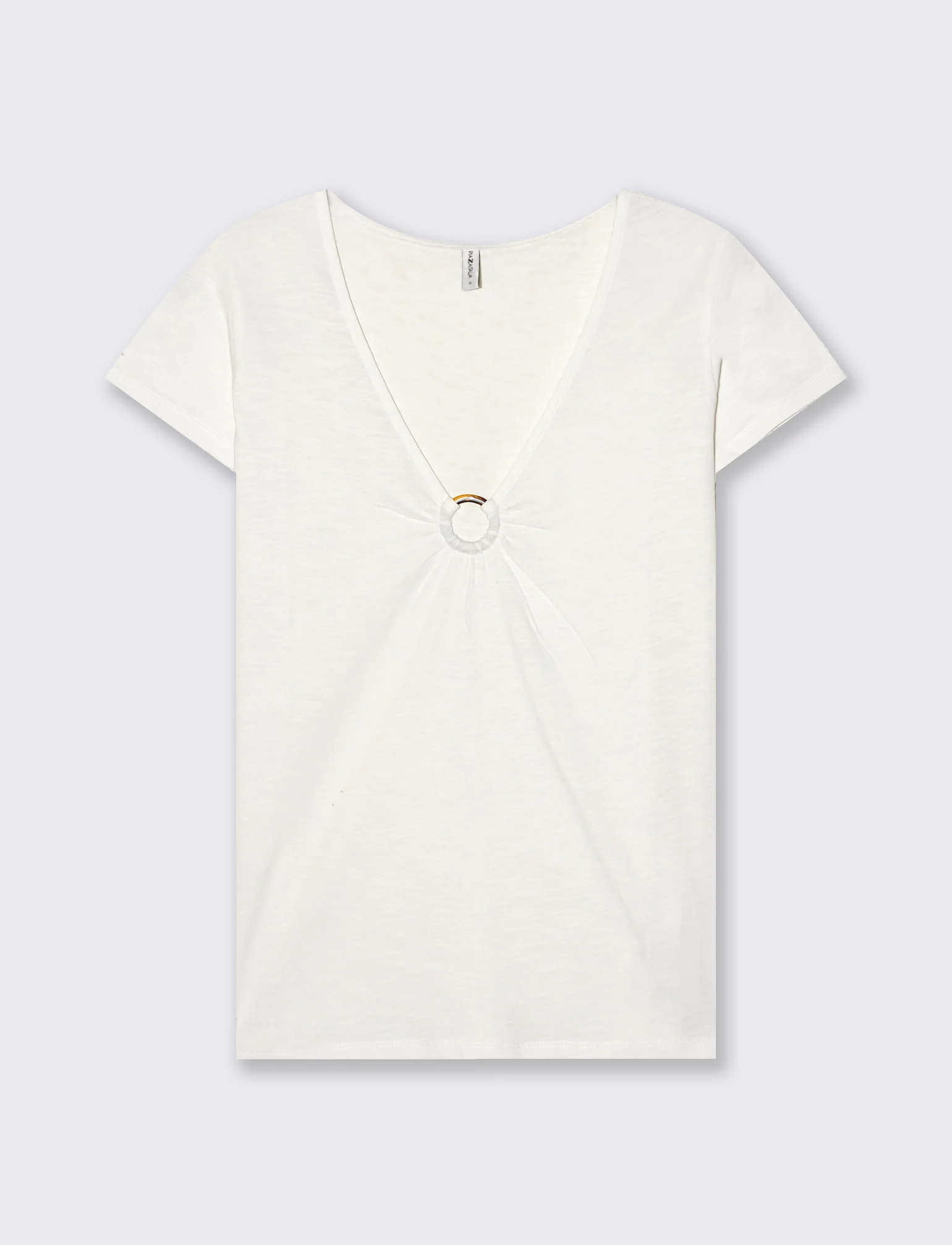 T-shirt manica corta con scollo anello - Avorio