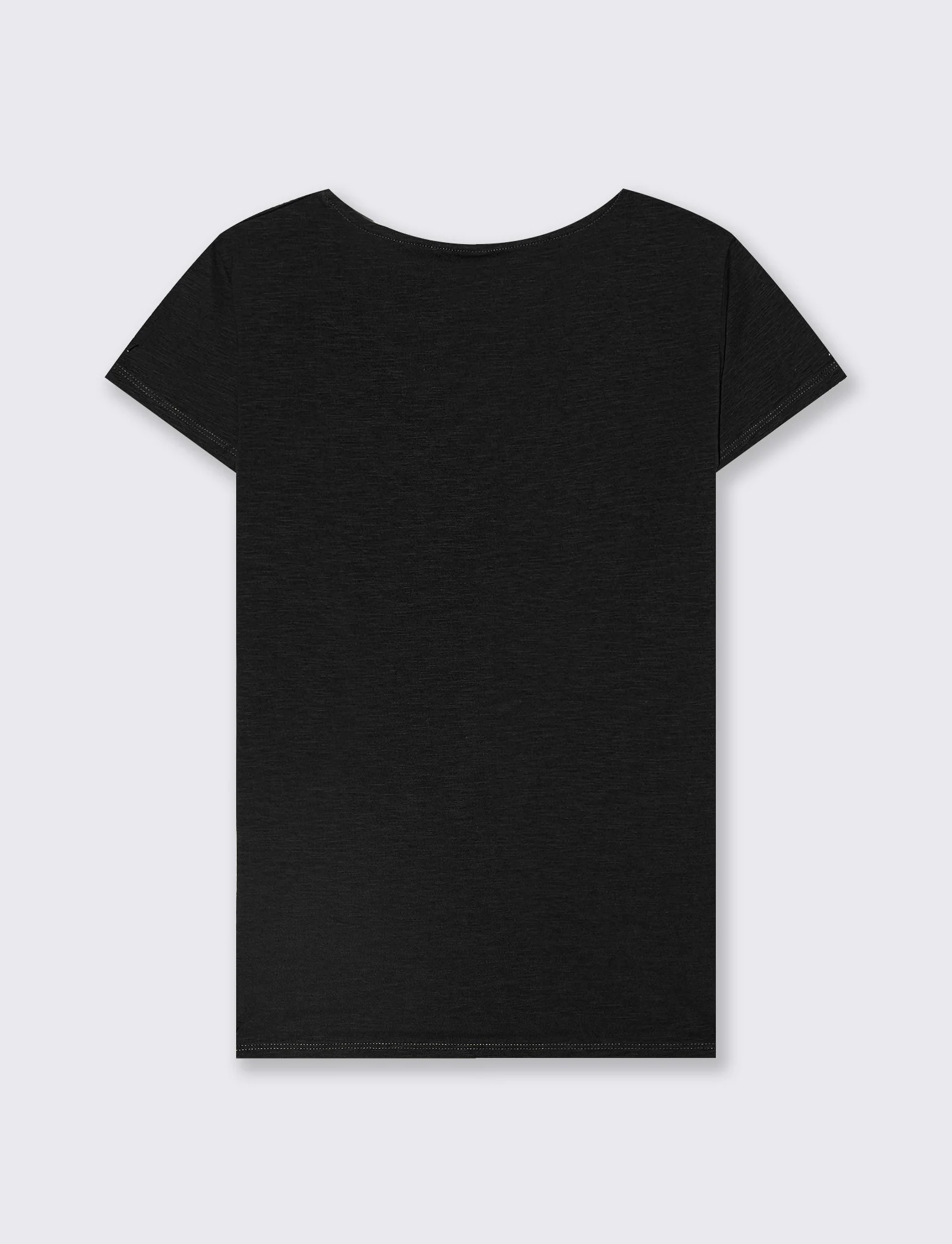 T-shirt manica corta con scollo anello - Nero - Image 2