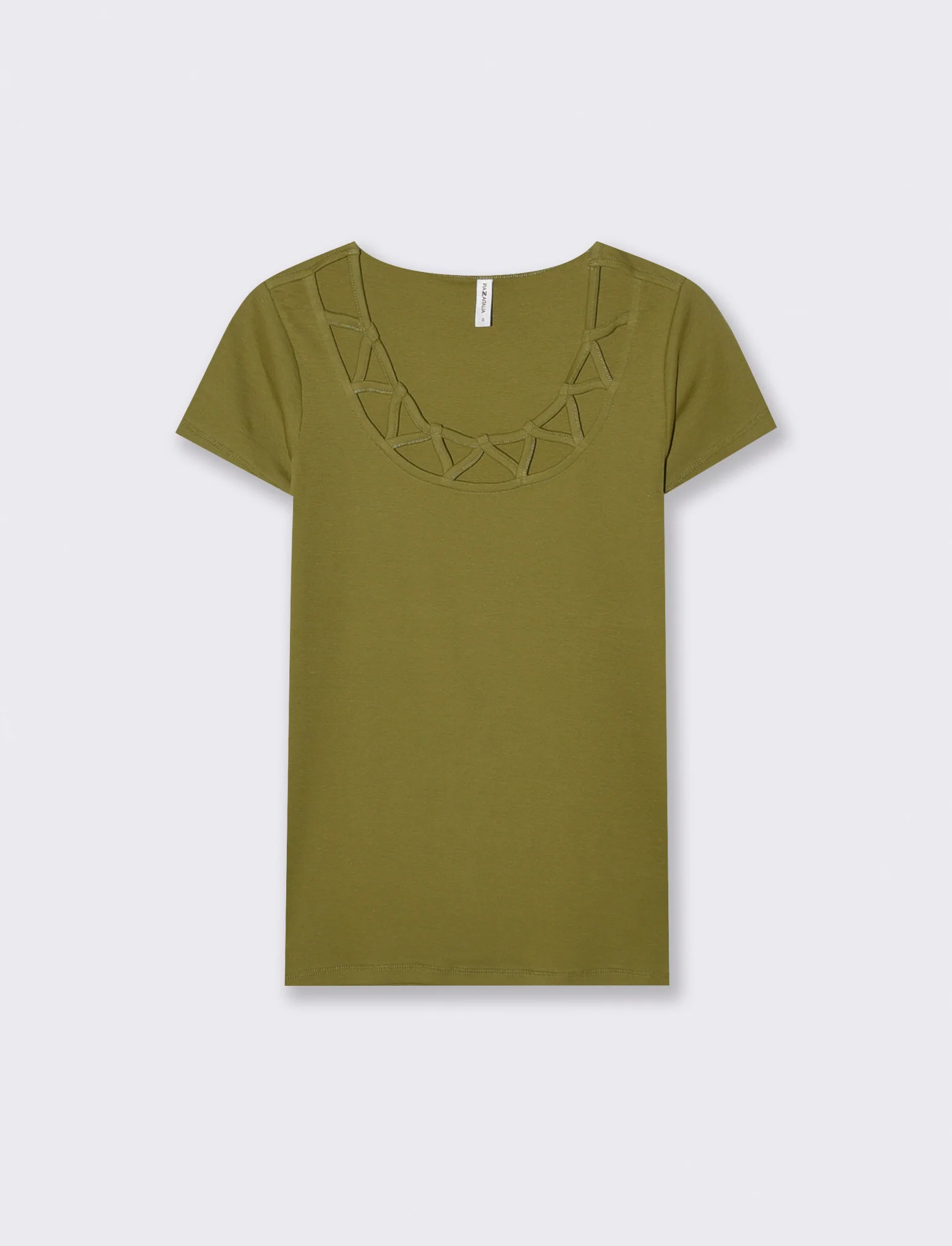 T-shirt manica corta con scollo incrociato - Verde abete