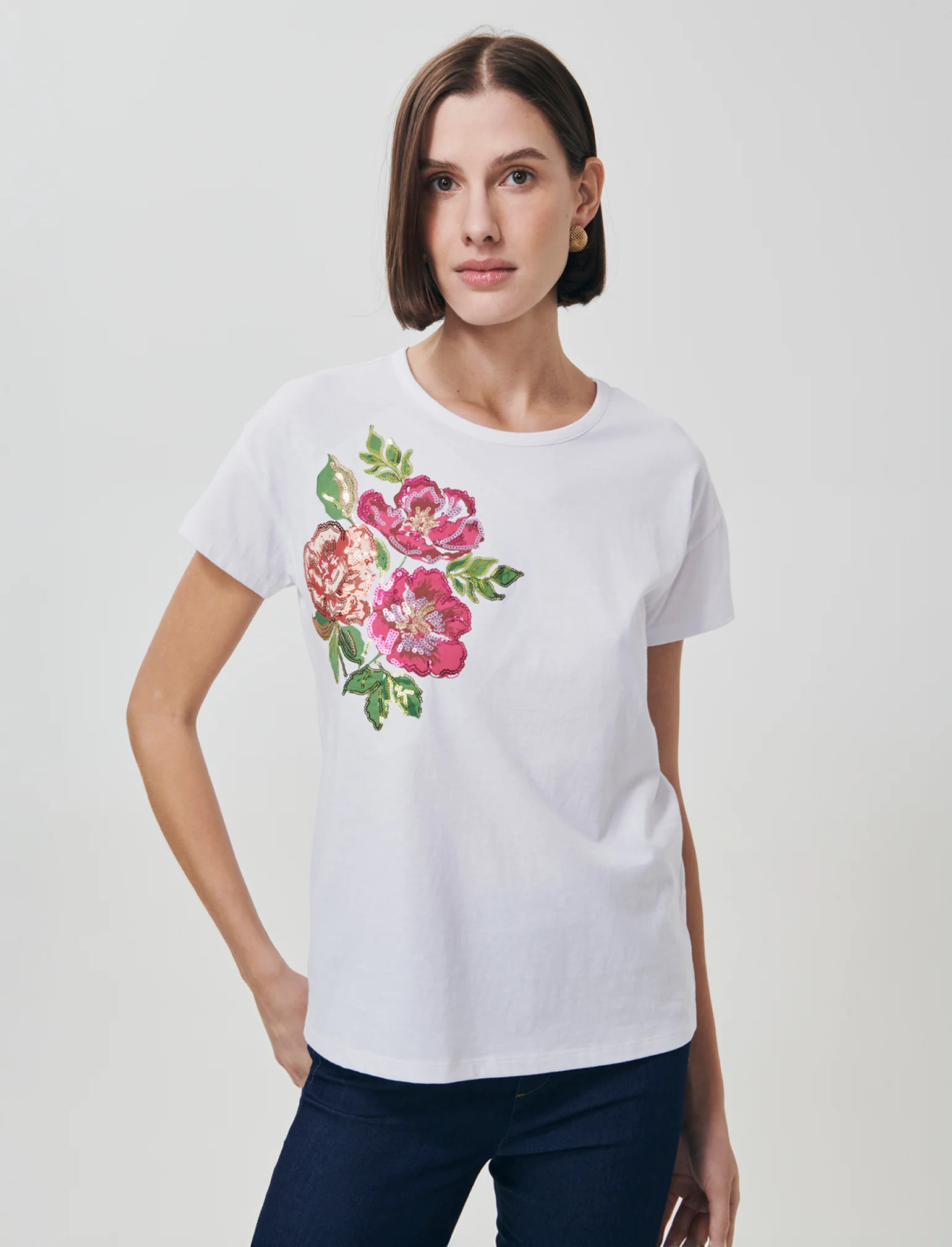 T-Shirt Manica Corta con Stampa e Paillettes - var 1 - Image 3